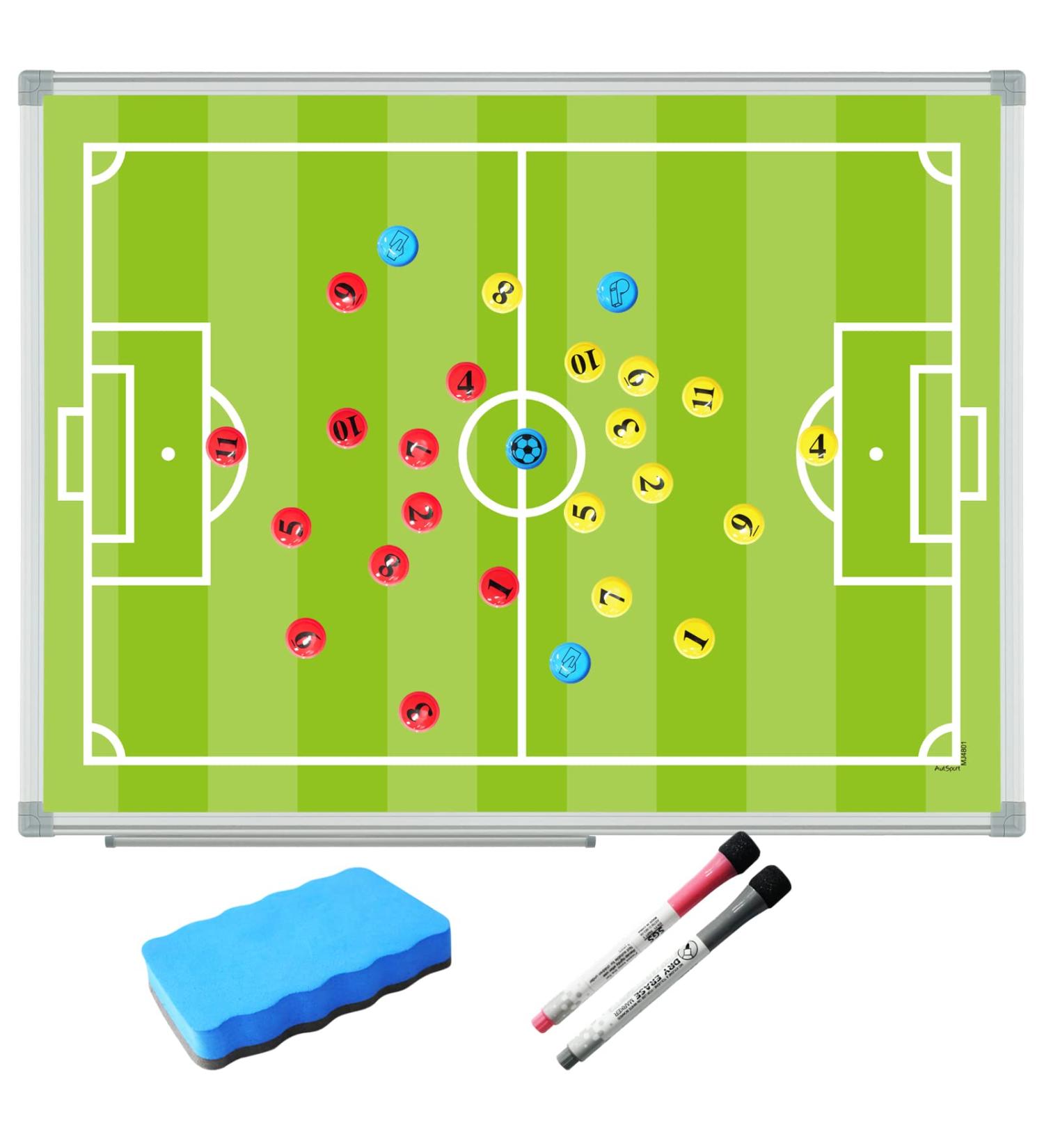 AutSport Magnetic Dry Erase Coaching Board 24x18 - Double-Sided Tactics Board for Soccer - Great for Drills, Strategy, and Training - Aluminum Framed (Silver) - Buy Online on GoSupps.com