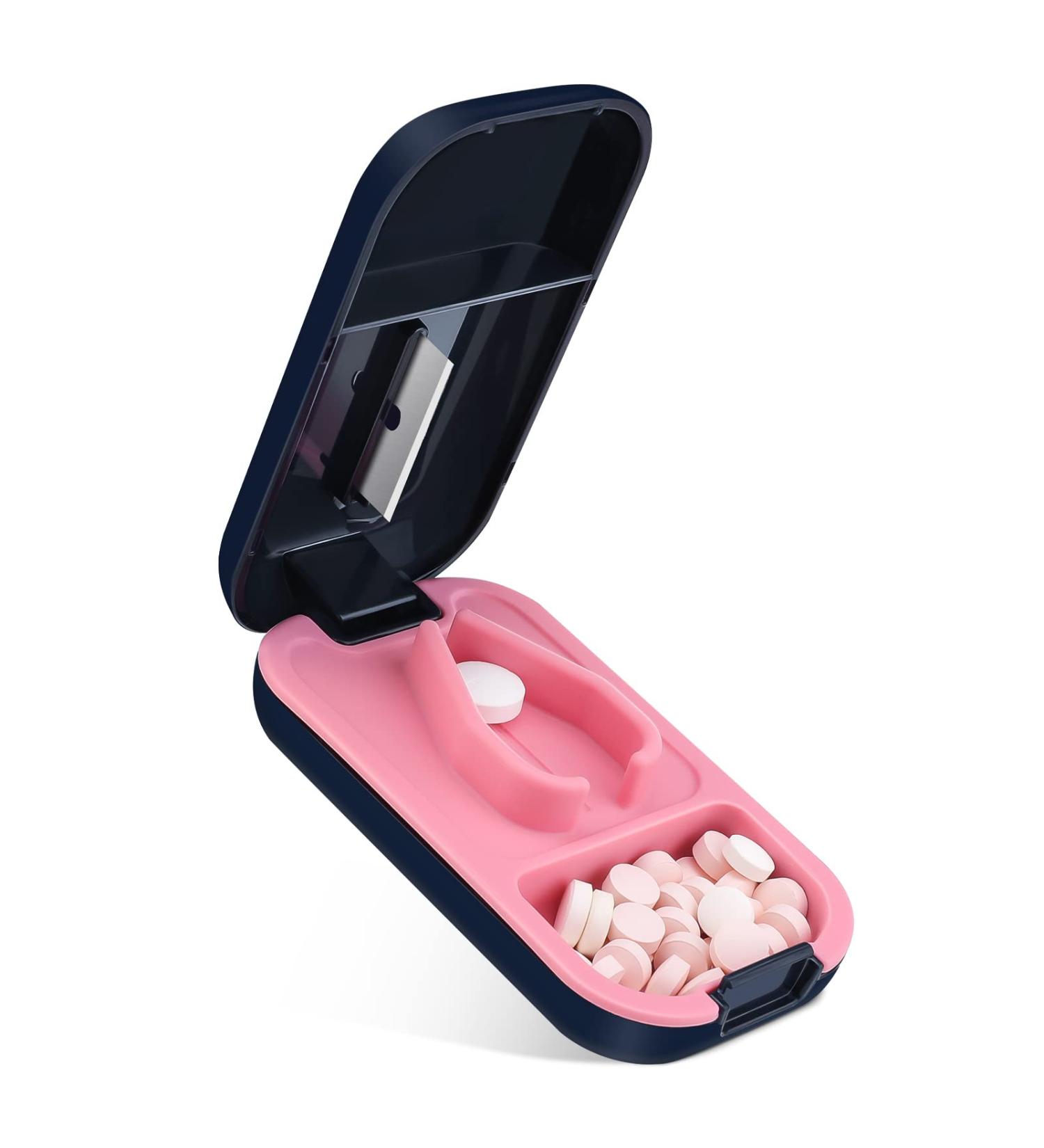 Opret Pill Cutter - Small & Large Pill Splitter for Tablet, Vitamin & Medicine - Blue - Buy Online on GoSupps.com
