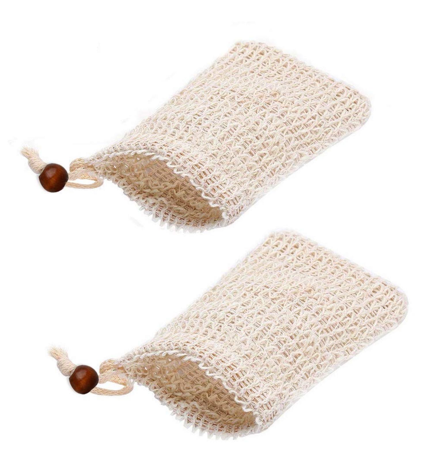 Nuoshen 2 Pcs Sisal Soap Bag - Natural Organic Exfoliating Soap Saver Pouch for Foaming & Drying Soaps - Buy Online on GoSupps.com