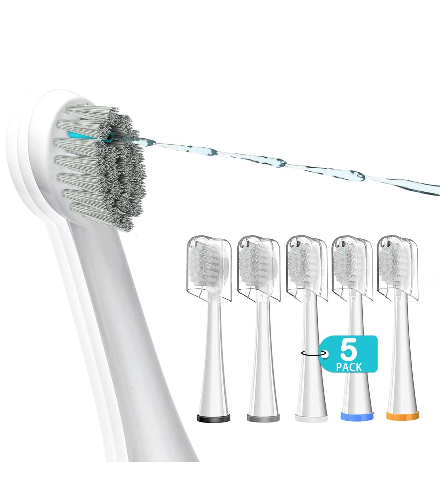 5 Count Replacement Flossing Toothbrush Heads for Water Pick SF-01/SF-02/SF-03/SF-04, Compact Design, White - with Crystal Cap - Buy Online on GoSupps.com