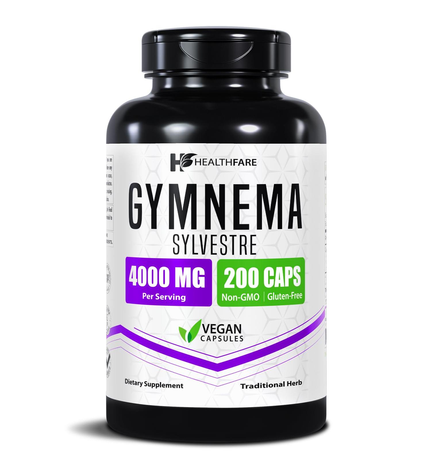 Healthfare Gymnema Sylvestre Supplement Extract 4000mg | 200 Vegan Capsules | Standardized Herbal Supplement for Metabolic Balance & Carbohydrate Support | Non-GMO Gluten-Free | Made in USA - Buy Online on GoSupps.com