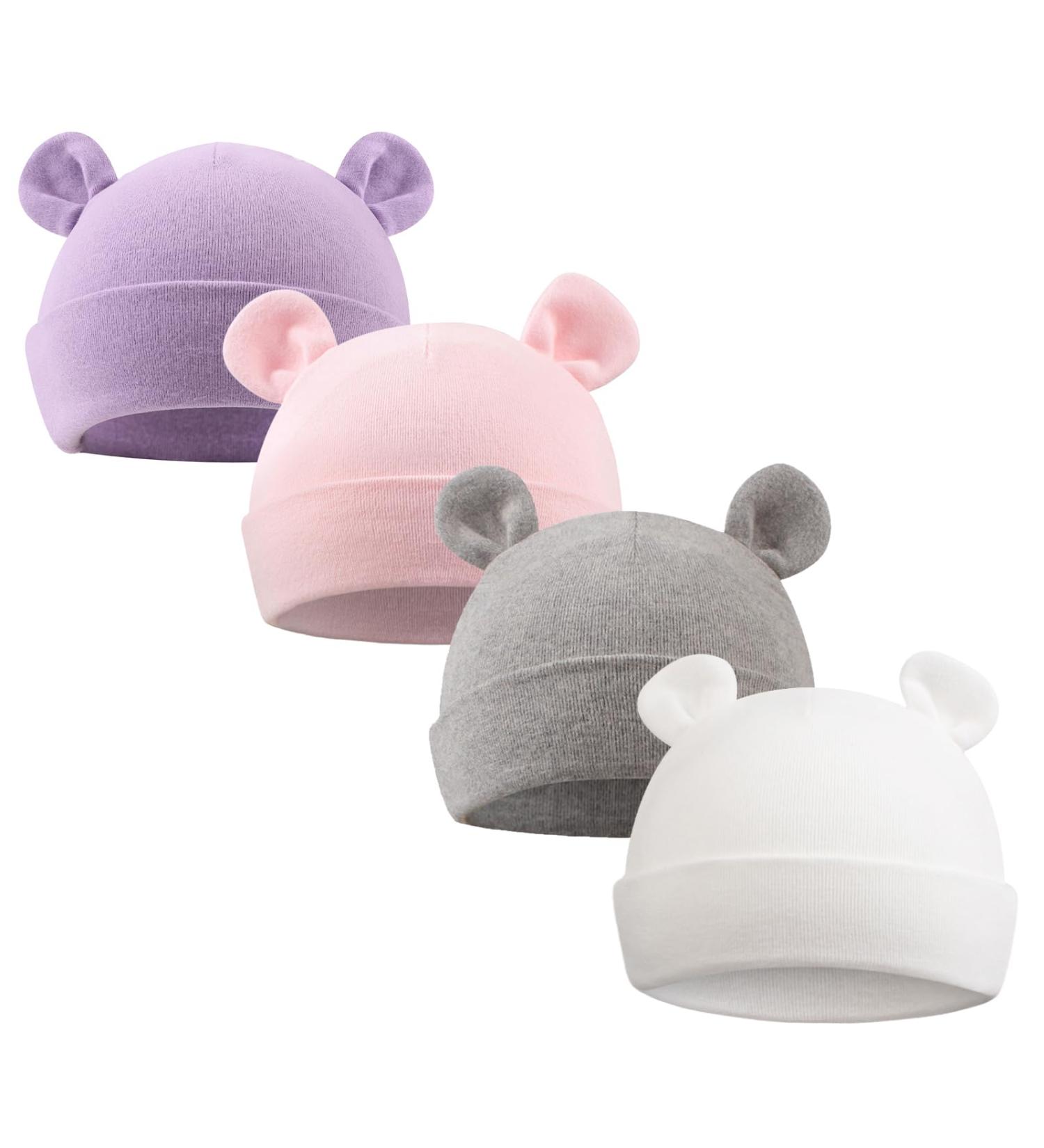 XIAOHAWANG Newborn Hospital Hat - Cotton Bear Ears Baby Beanie for Boys and Girls | 0-6 Months & 6-12 Months | Color-C - Buy Online on GoSupps.com