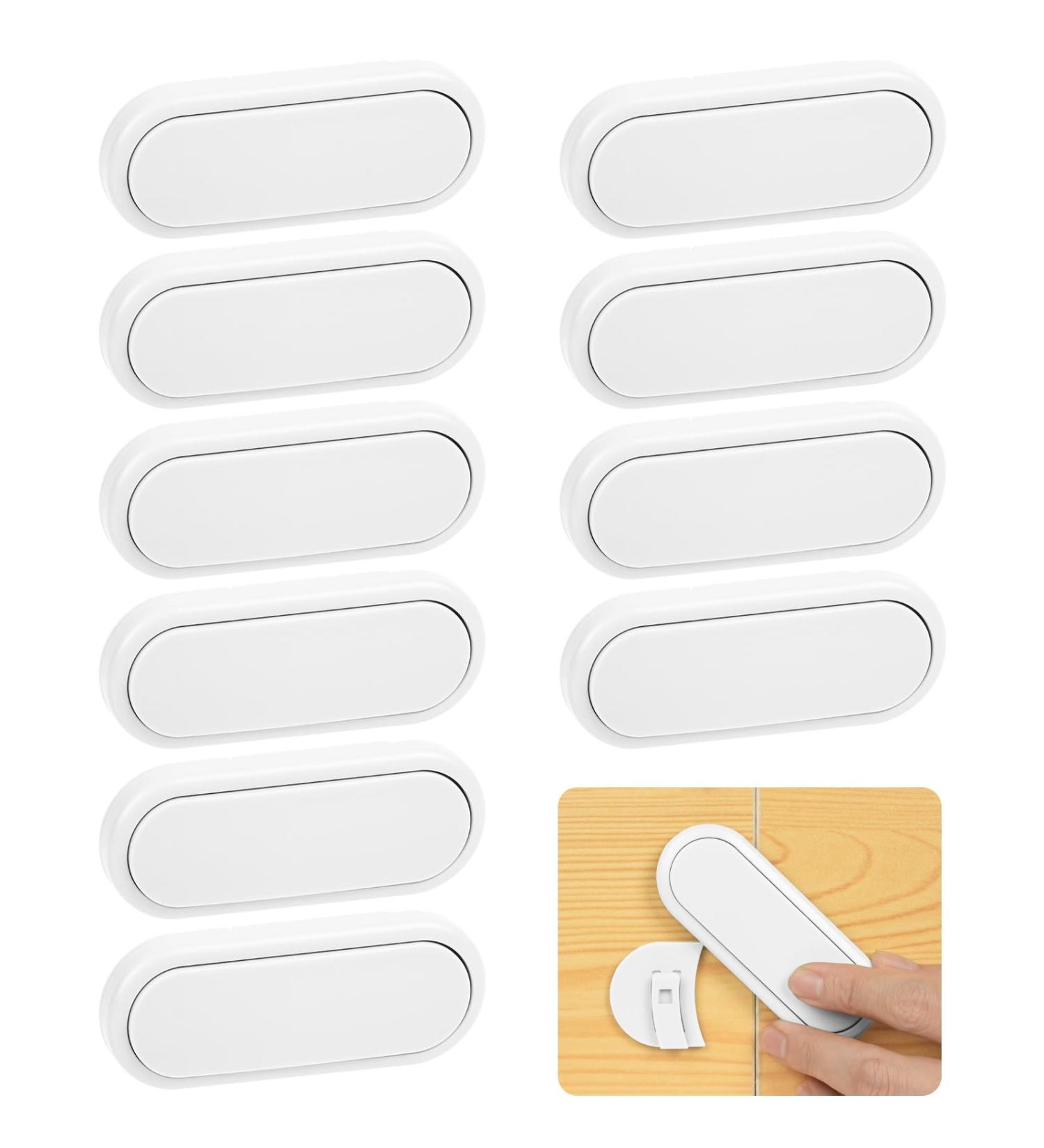 HOTUT Cupboard Locks for Children 10 PCS Child Safety Cupboard Locks Baby Proof Child Safety Cupboard Locks Children Proof Latches for Kitchen Door Drawer Closet Refrigerator - White White-10pcs - Buy Online on GoSupps.com