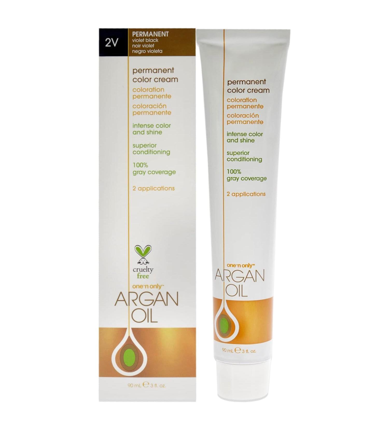 One N Only Permanent Hair Color - Argan Oil Hair Dye for Rich Tones & Gray Coverage - 2V Violet Black - Improve Moisture & Elasticity (3 oz - Buy Online on GoSupps.com