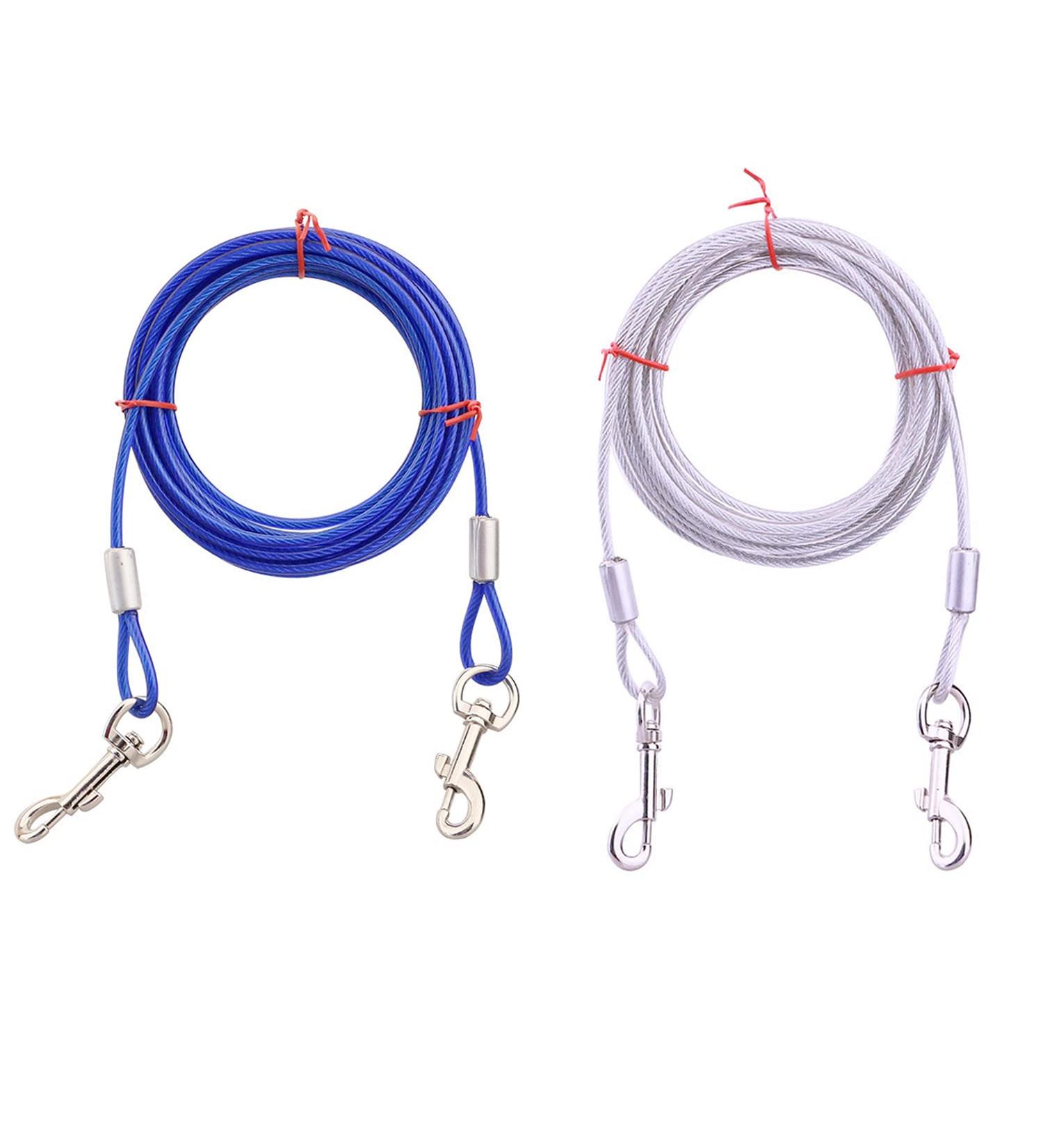 FRAMNG 2 Pack Dog Tie Out Cable Reflective Tie-Out Cable 10ft Steel Wire Rope for Dogs Up to 80 Pound Heavy-Duty Dog Runner Tie Out Cable Dog Lead Line for Yard Camping Outside (3 Meter) - Buy Online on GoSupps.com