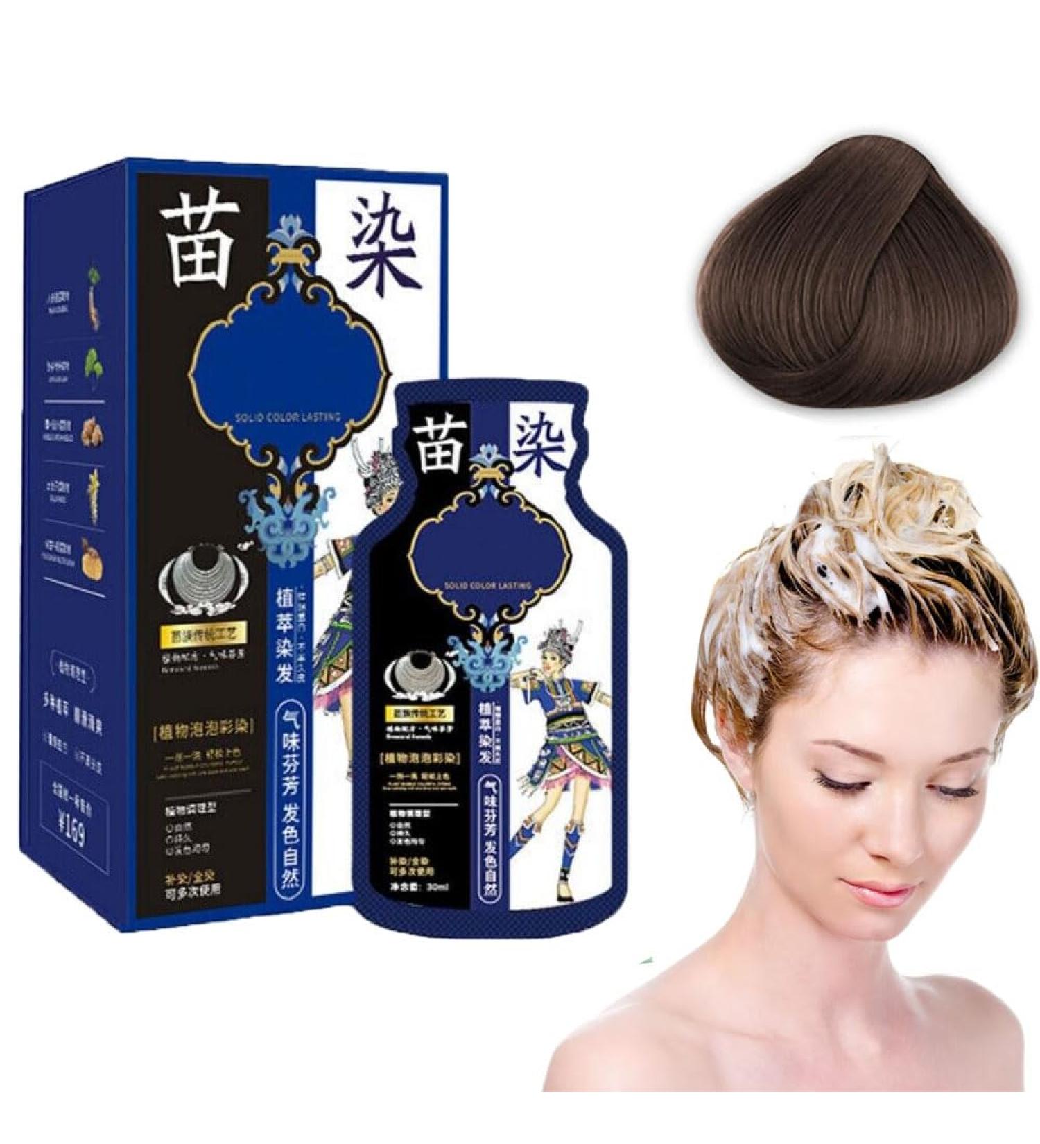 BaBound Miao Ethnic Plant Extract Bubble Hair Dye Cream Bubble Dye Hair Care 3 In 1 Plant Bubble Hair Dye Shampoo Hair Dye Shampoo For Women Coffee - Buy Online on GoSupps.com