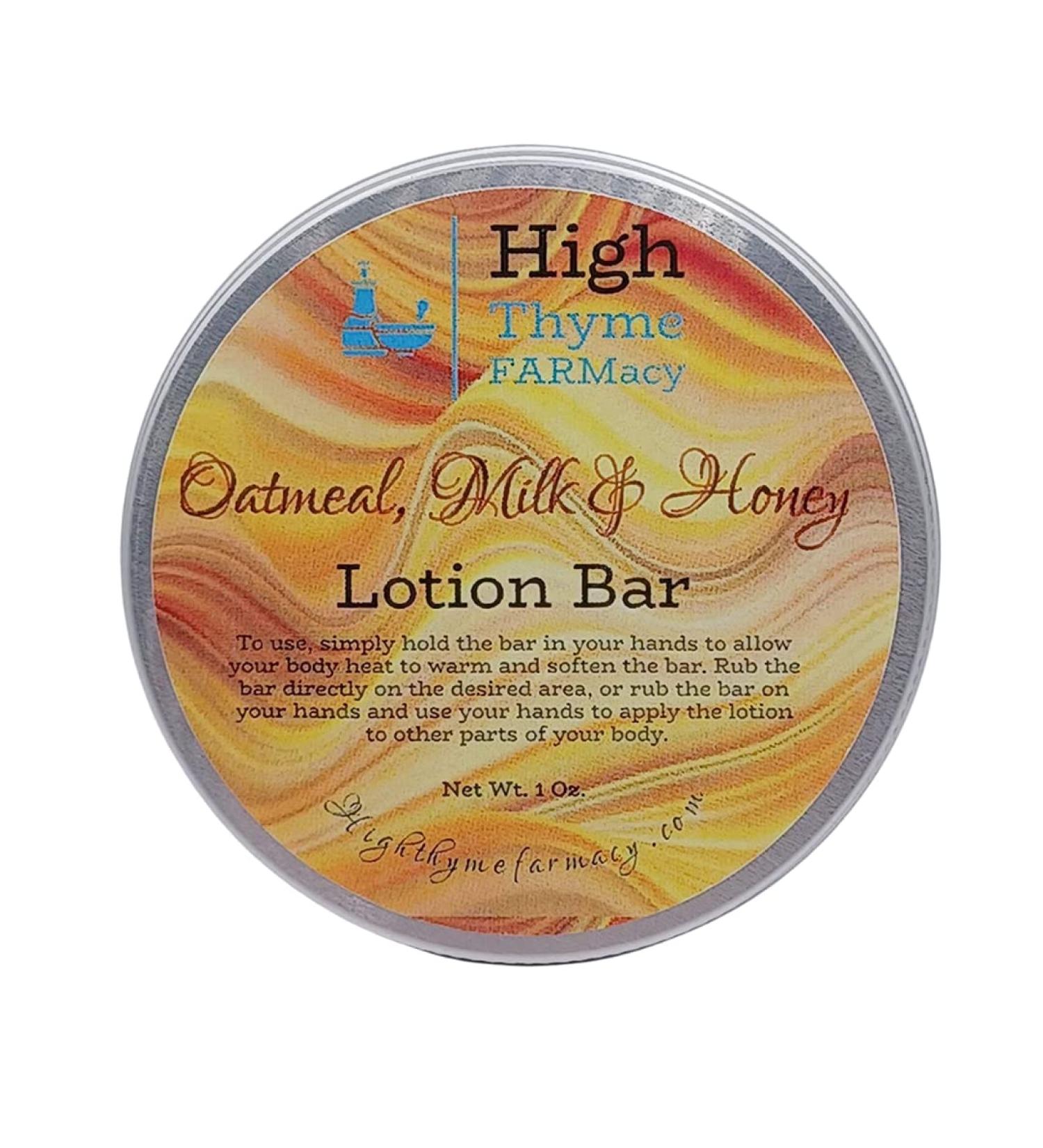 High Thyme FARMacy Oatmeal Milk & Honey Lotion Bar for Dry Skin - Moisturizing Beeswax Bar - Travel-Friendly & Eco-Friendly - Buy Online on GoSupps.com