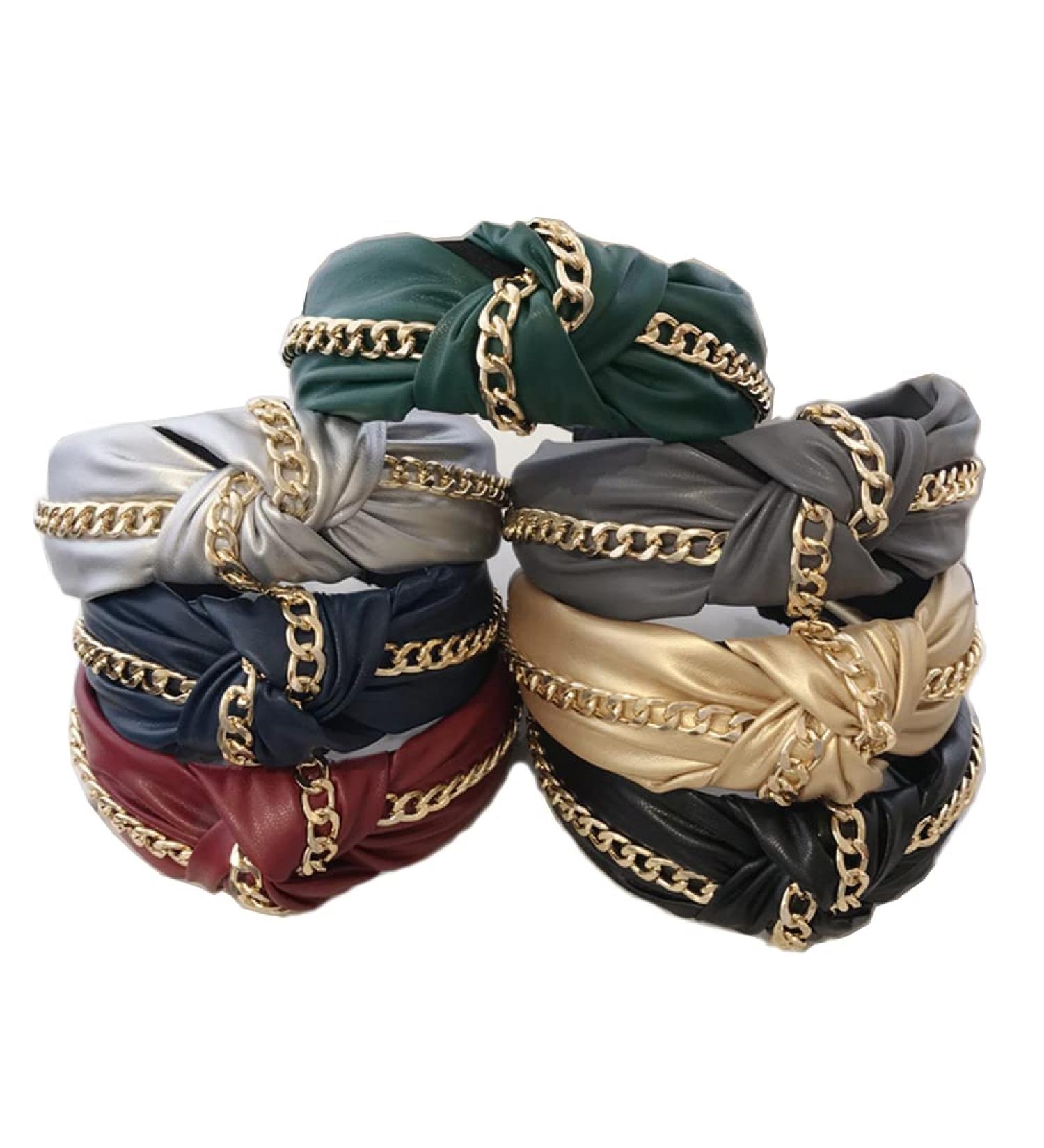 Wiwpar Vintage Knotted Headband for Women with Metal Chain - Black - Buy Online on GoSupps.com