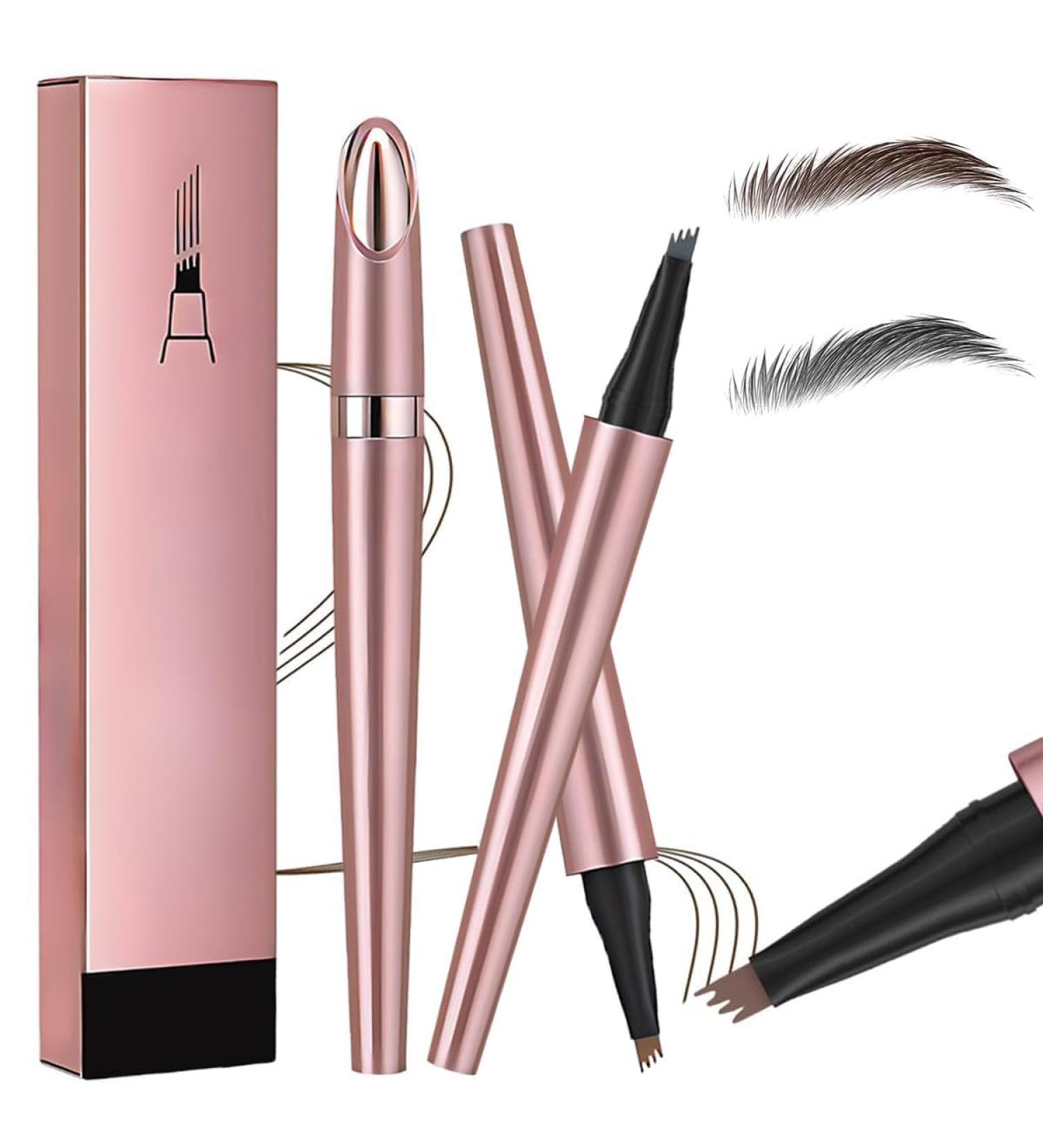Magic Eyebrow Pencil 4-Tipped Precise Brow Pen 3D Waterproof Microblading Eyebrow Pencil Contouring Pen Waterproof Natural Fine Stroke Magic Eyebrow Pencil for Women and Gril (Gray+ Dark Brown) - Buy Online on GoSupps.com