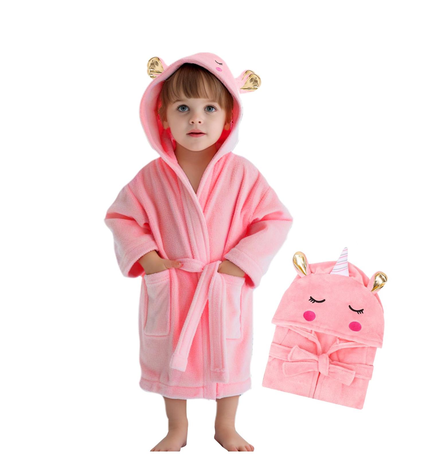 Wytbaby Soft Flannel Bathrobe for Baby Girls & Boys | Quick Dry Hooded Robe | 3-12 Months Pink Pony - Buy Online on GoSupps.com