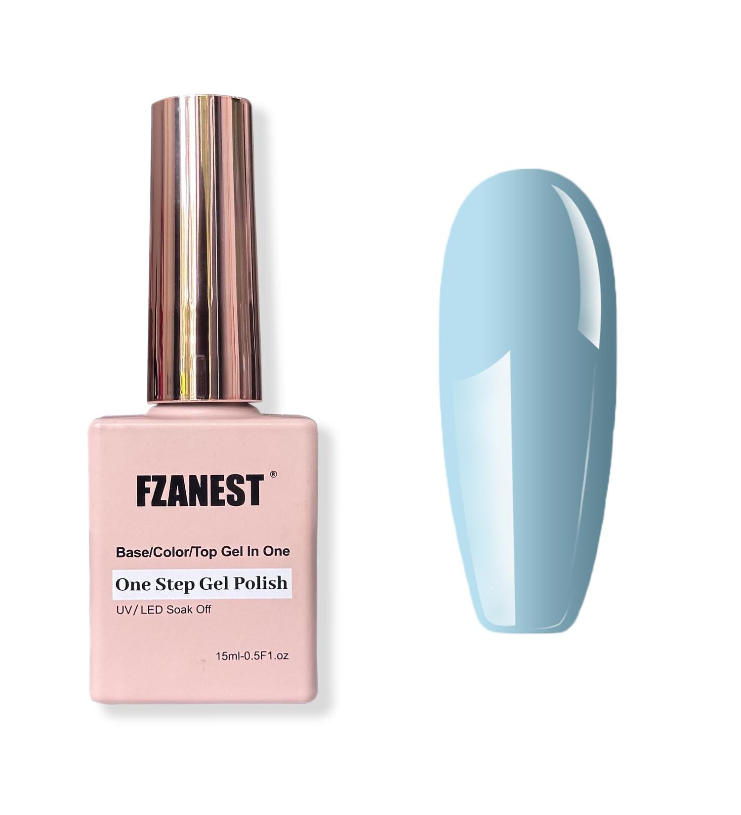FZANEST 3-in-1 Gel Nail Polish - 15ml Base & Top Coat Soak Off LED UV Nail Art Starter Kit for Women & Girls (Baby Blue) - International Shipping Available - Buy Online on GoSupps.com