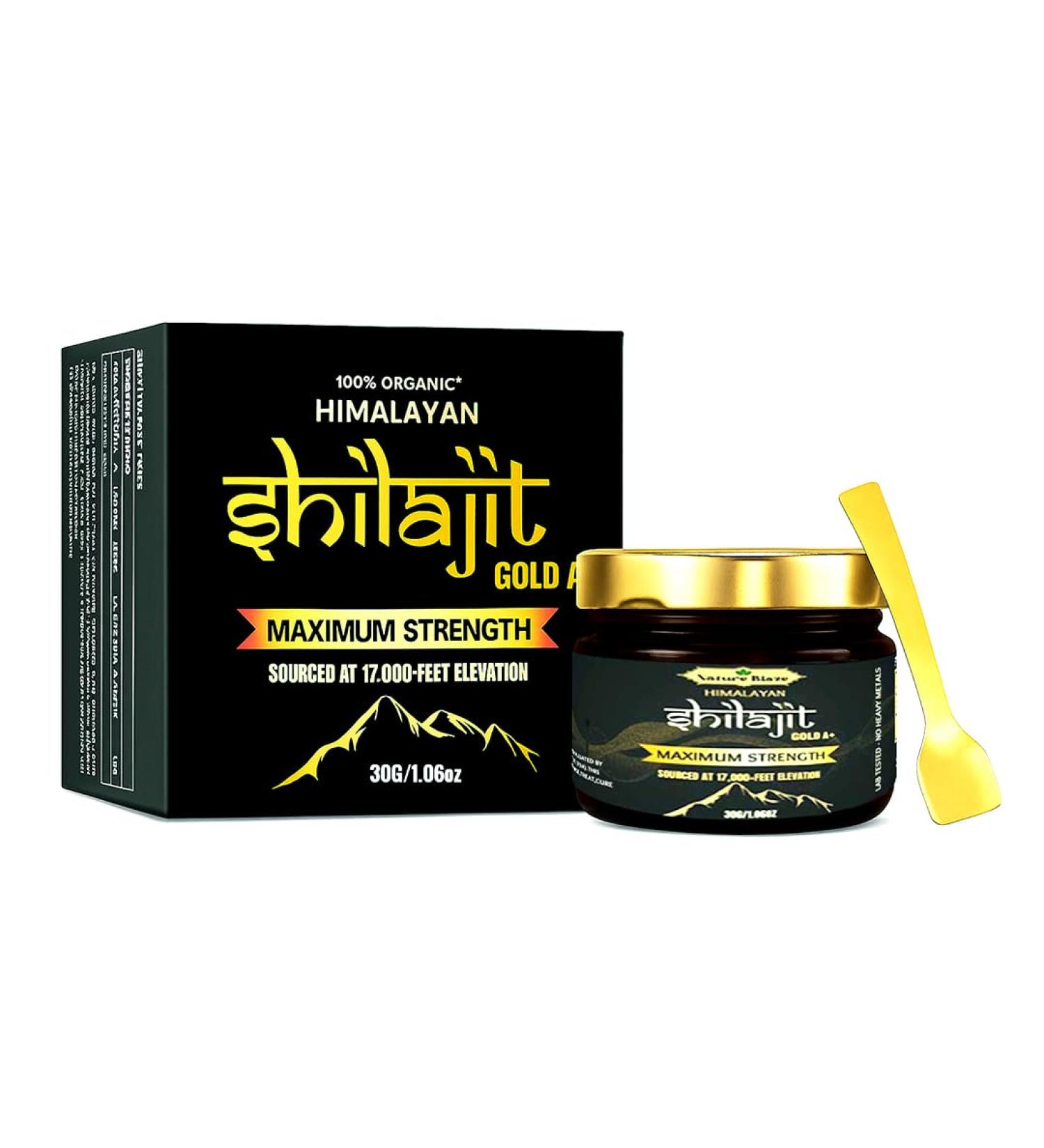Nature Blaze Pure Organic Himalayan Shilajit Resin for Men & Women (30Gm / 1.0 Ounce) - Buy Online on GoSupps.com