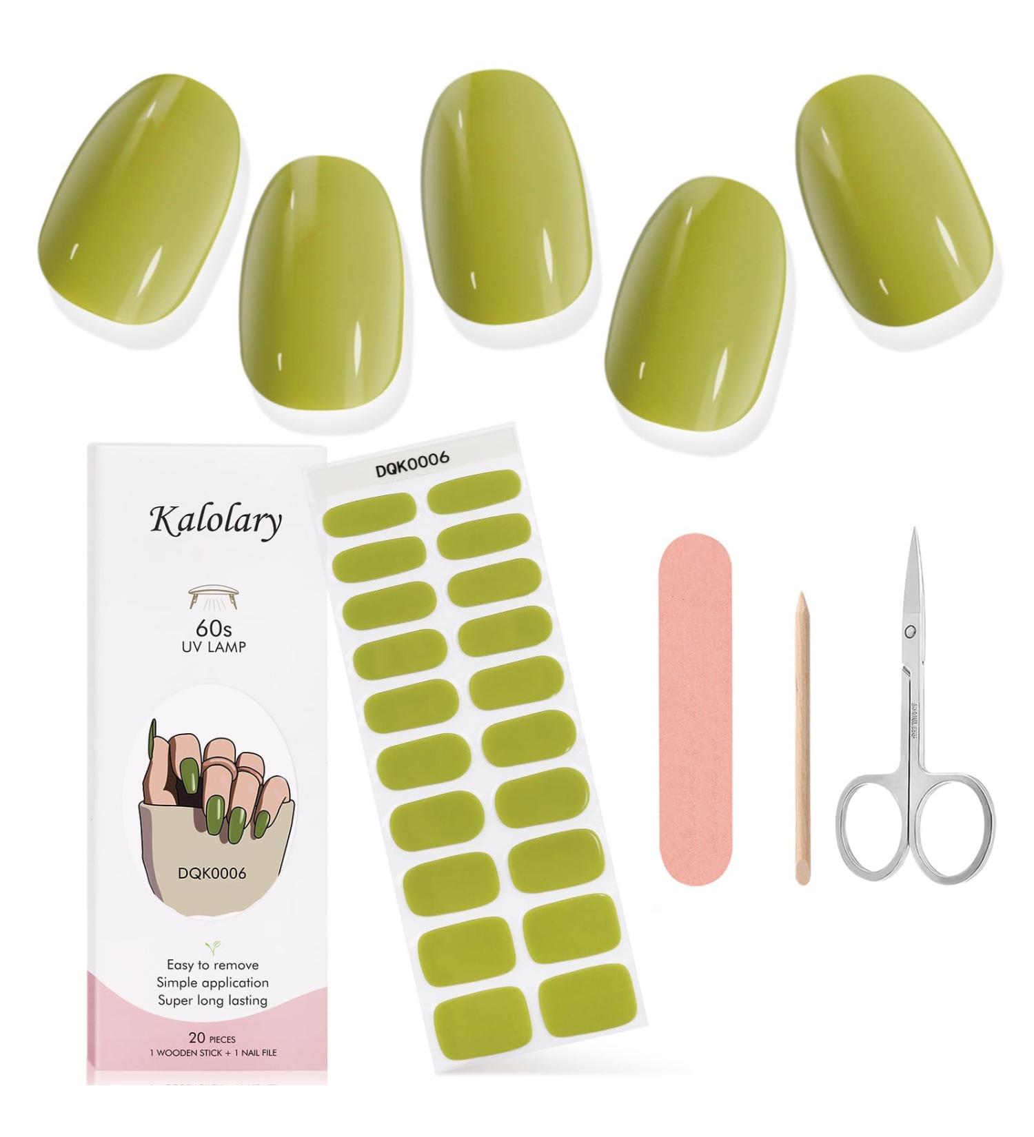 Kalolary Gel Nail Polish Strips Nail Gel Art Sticker Waterproof Full Nail Wraps Decal Sets with Scissors Nail File and Stick for Women Girls Nail Art Decor (UV/LED Lamp Required)-6 - Buy Online on GoSupps.com