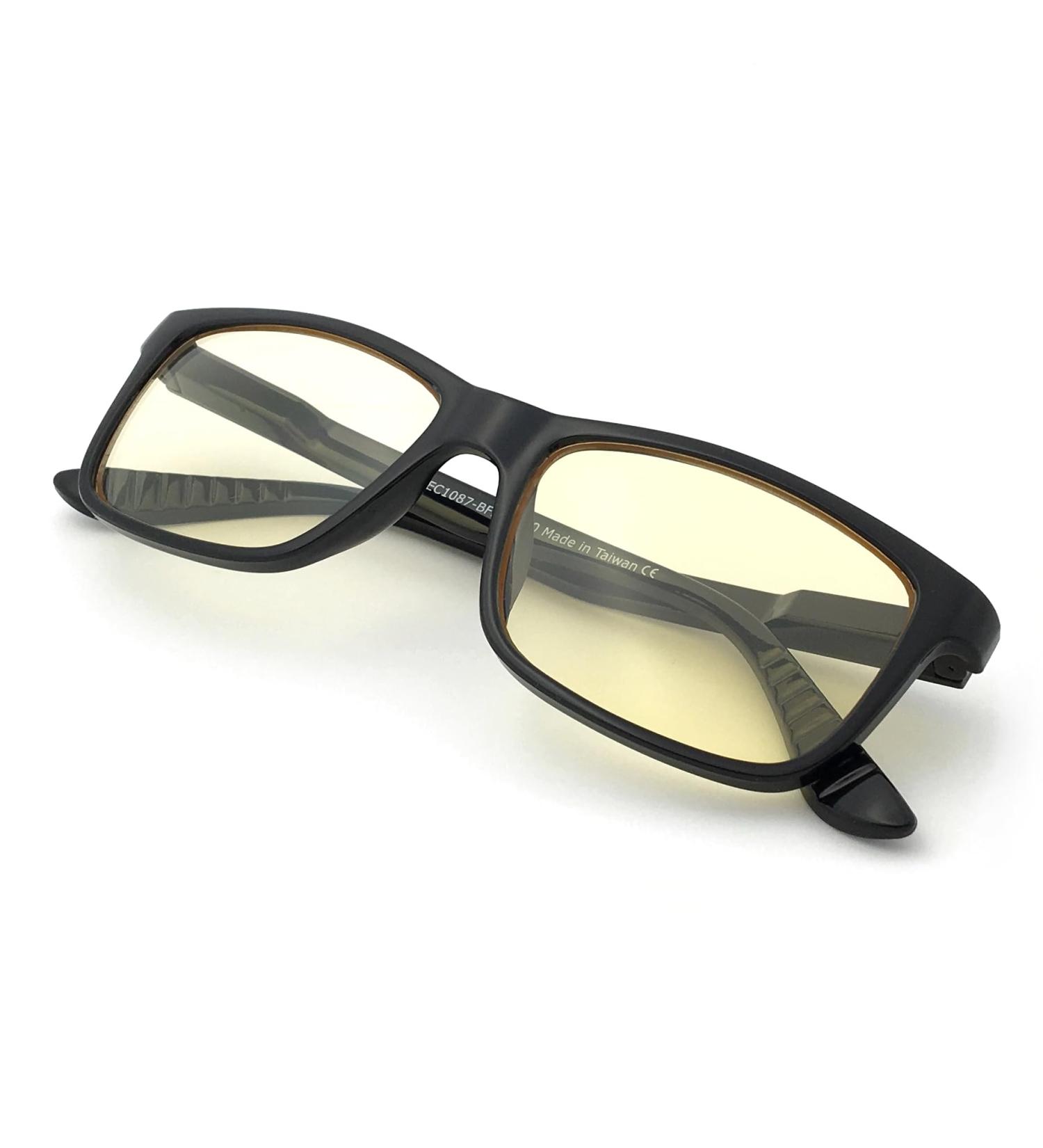 J+S Blue Light Blocking Glasses | Anti Eyestrain Headache Relief & UV Protection | Classic Rectangular Frame for Men & Women - Haka Black - Buy Online on GoSupps.com