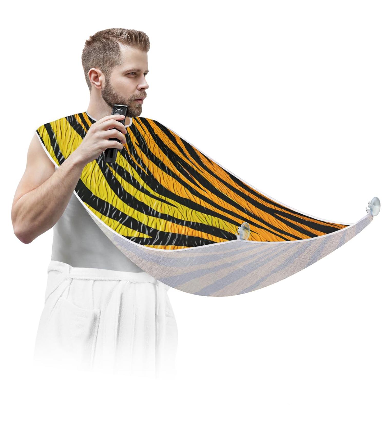 Zebra Stripes Beard Bib Apron | Beard Hair Catcher for Men | Perfect Gift for Father's Day & Christmas with 2 Suction Cups - Buy Online on GoSupps.com