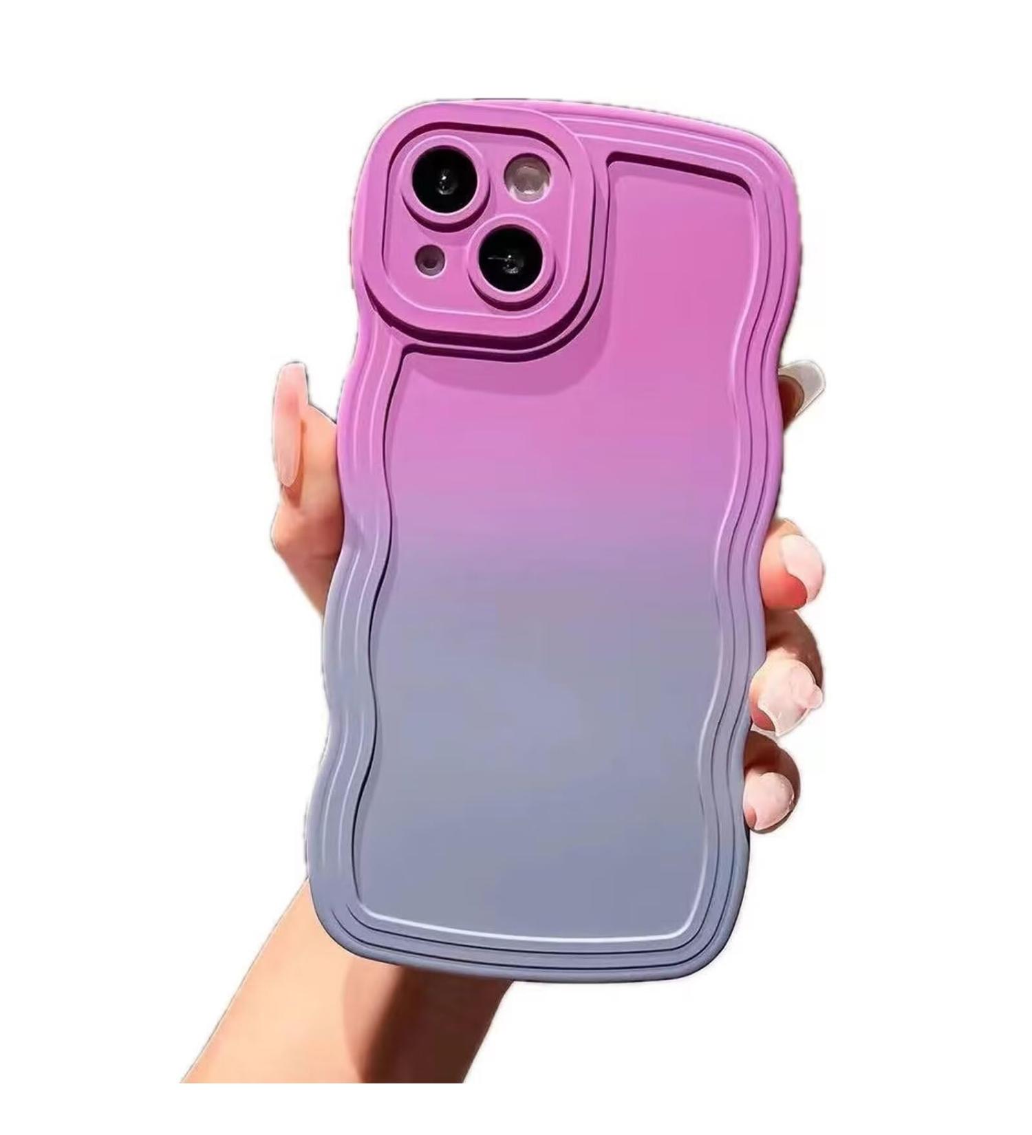 Rnrieyta Magon Gradient Aesthetic iPhone 11 Case - Curly Shape Design TPU Bumper Purple & Blue - Stylish Protection for Women & Girls - Buy Online on GoSupps.com