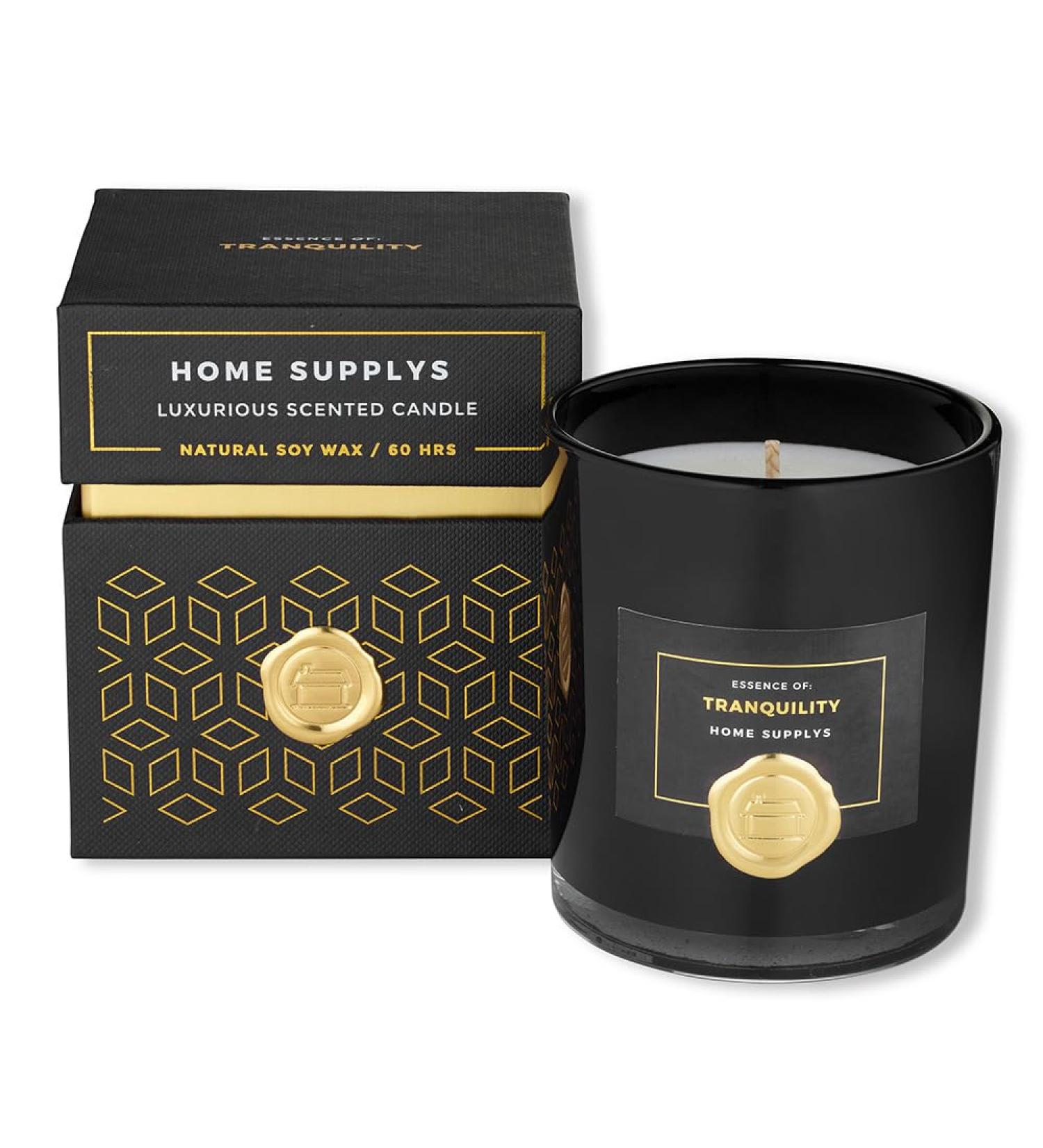 Tranquility Large Oud Candle Organic/Vegan Scented Soy Wax - 280g/60hrs | Oud Fine Roses Bamboo Eucalyptus | Home Gift for Women & Men - Buy Online on GoSupps.com