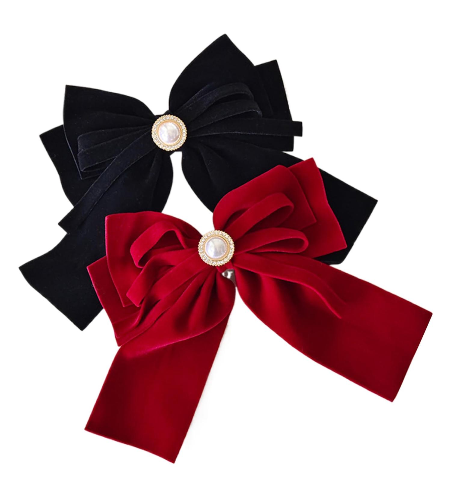 Hair Ribbon Hair Bow Clips Velvet Hair Bows for Women 2PCS Velvet Bow Clip 6.3 Inch Soft Velvet Ribbon Bows for Hair French Velvet Bow Hair Clip for Girls - Buy Online on GoSupps.com