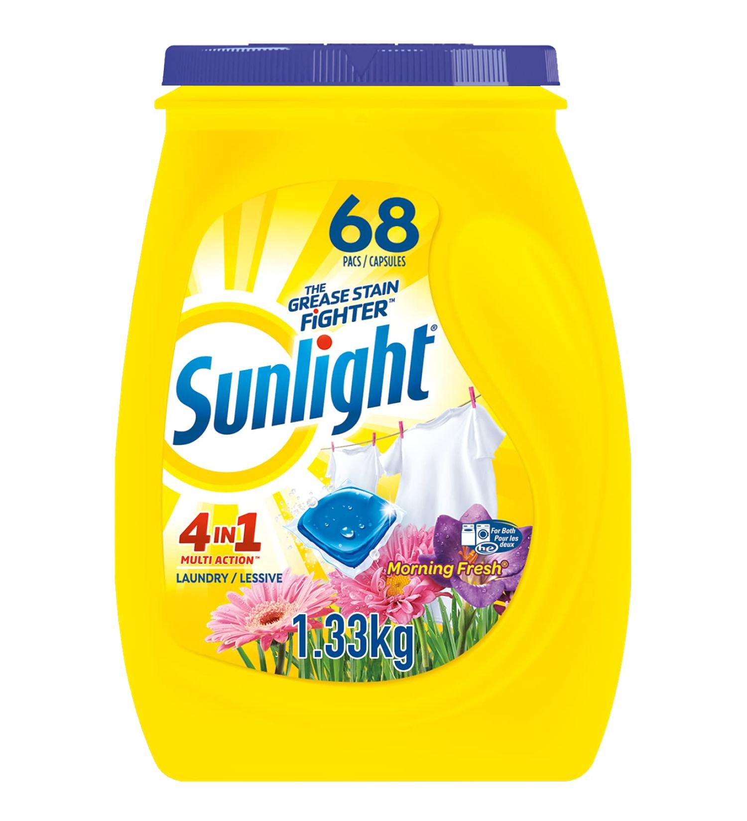 SUNLIGHT 4-in-1 Multi Action Laundry Detergent Morning Fresh 68 Count Yellow - Buy Online on GoSupps.com