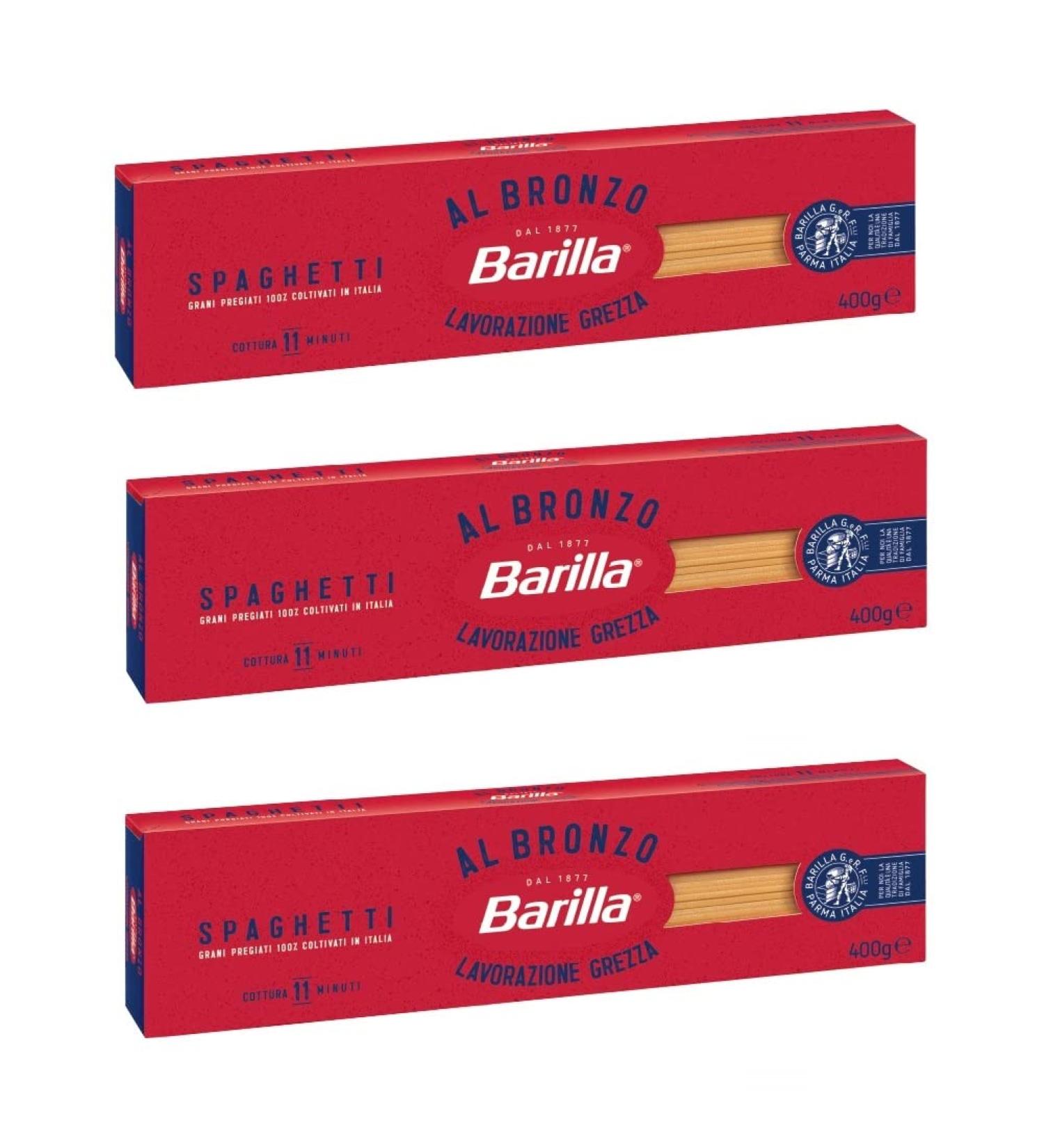 3 x Barilla Spaghetti al Bronzo Brons Pulled Pasta 400g Raw Processing Method - Buy Online on GoSupps.com