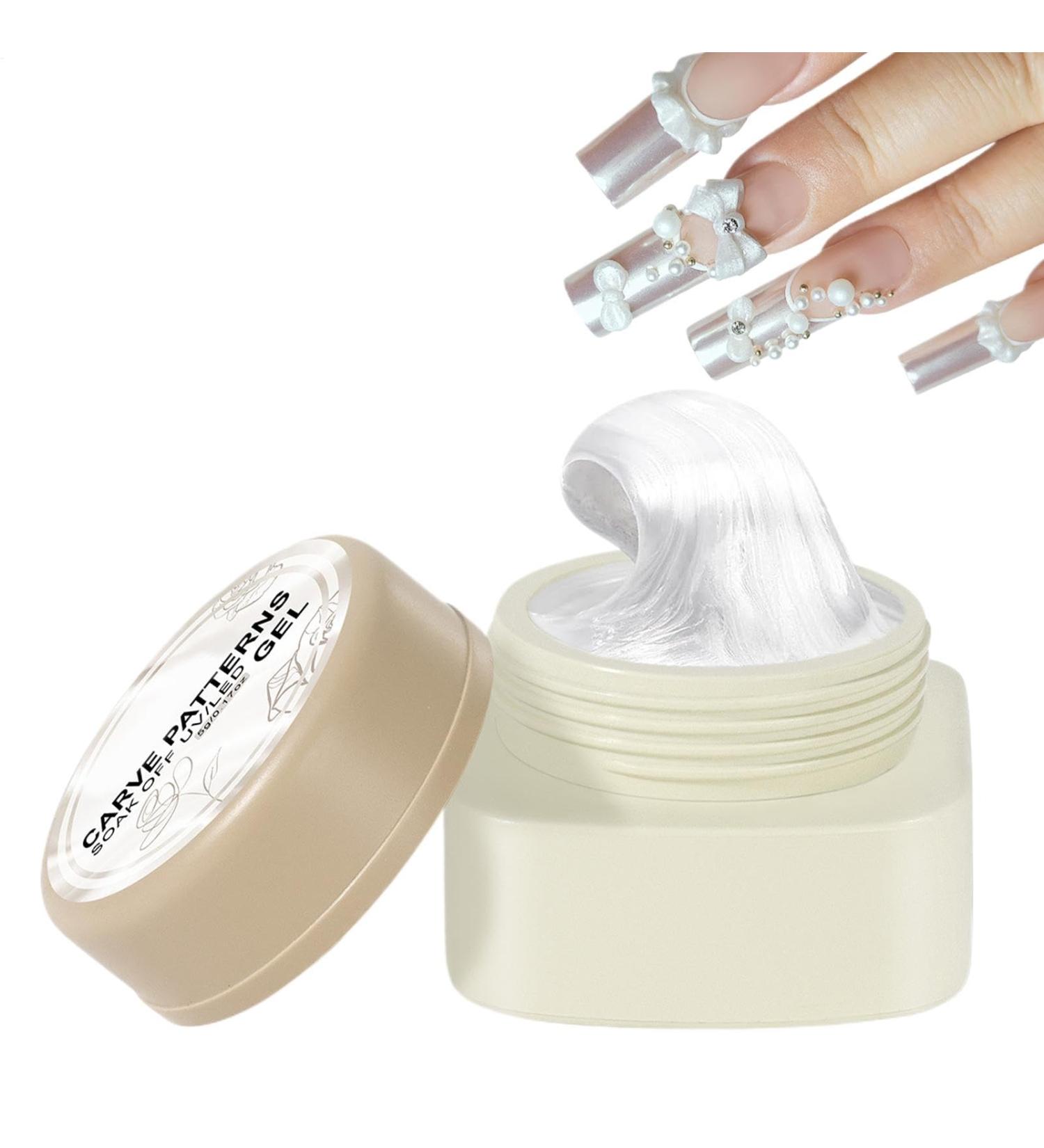  Esncddym Nail Carving Gel 3D Nail Gel | Solid Nail Gel Non Sticky 3D - Easy Dry 5G Multifunctional White Manicure Supplies for Salon and Home - Buy Online on GoSupps.com