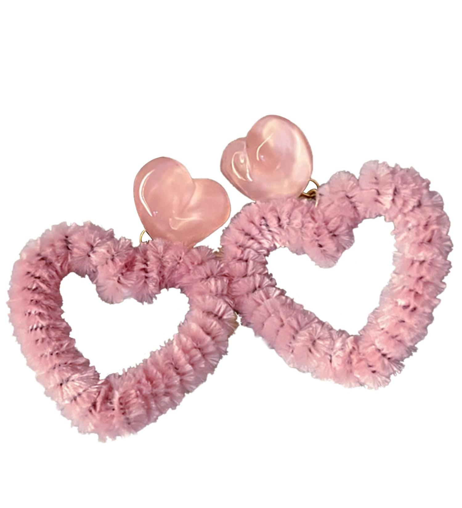 Feylie Furry Heart Earrings - Stylish Plush Drop Earrings for Everyday Wear Appointments & Parties - Buy Online on GoSupps.com