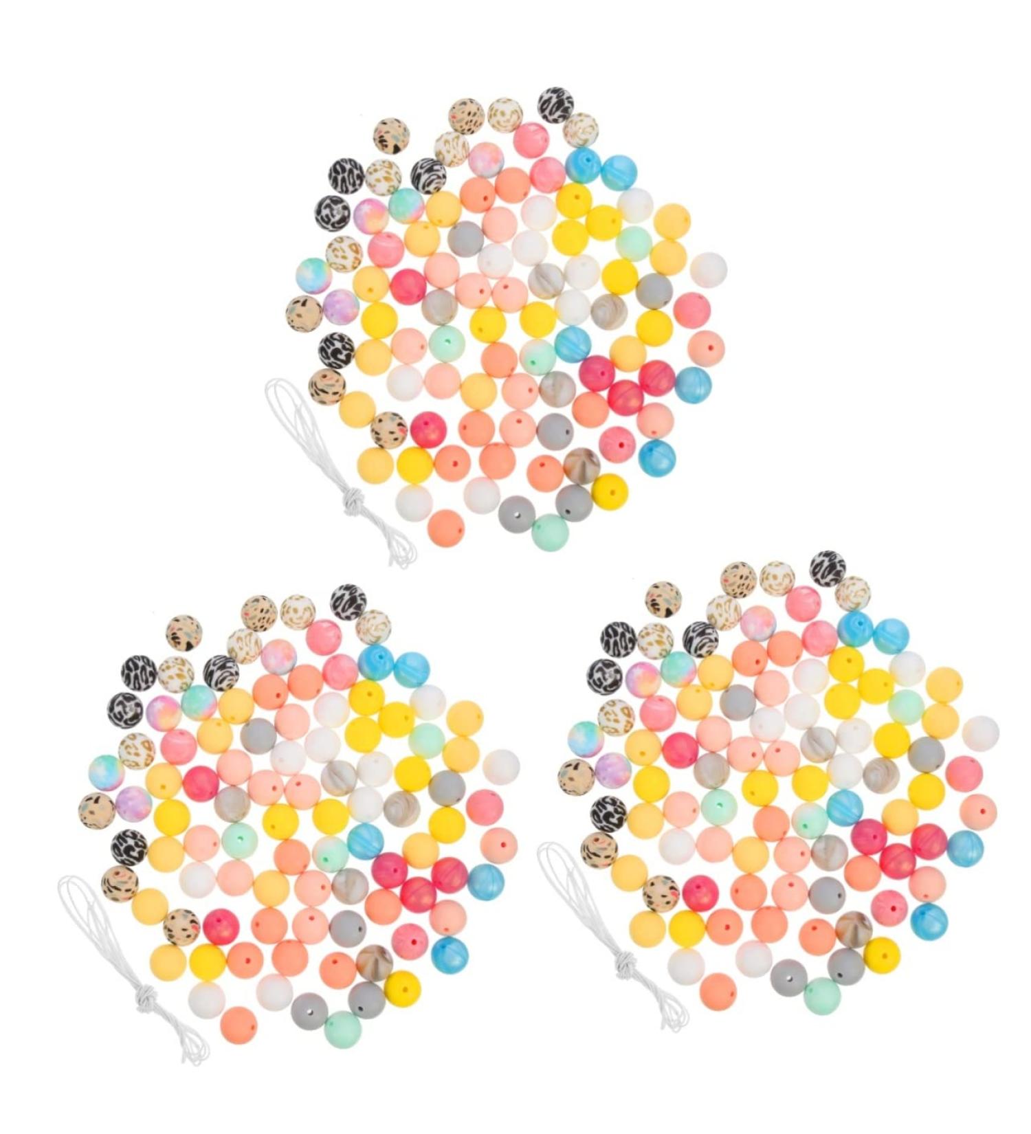 EXCEART Silicone Beads Bulk Set for Jewelry Making - Round Teething Beads for Baby Bracelets and Nursing Necklaces - Wreath Design - 1.5x1.5x1.5CM - 3 Sets - Buy Online on GoSupps.com