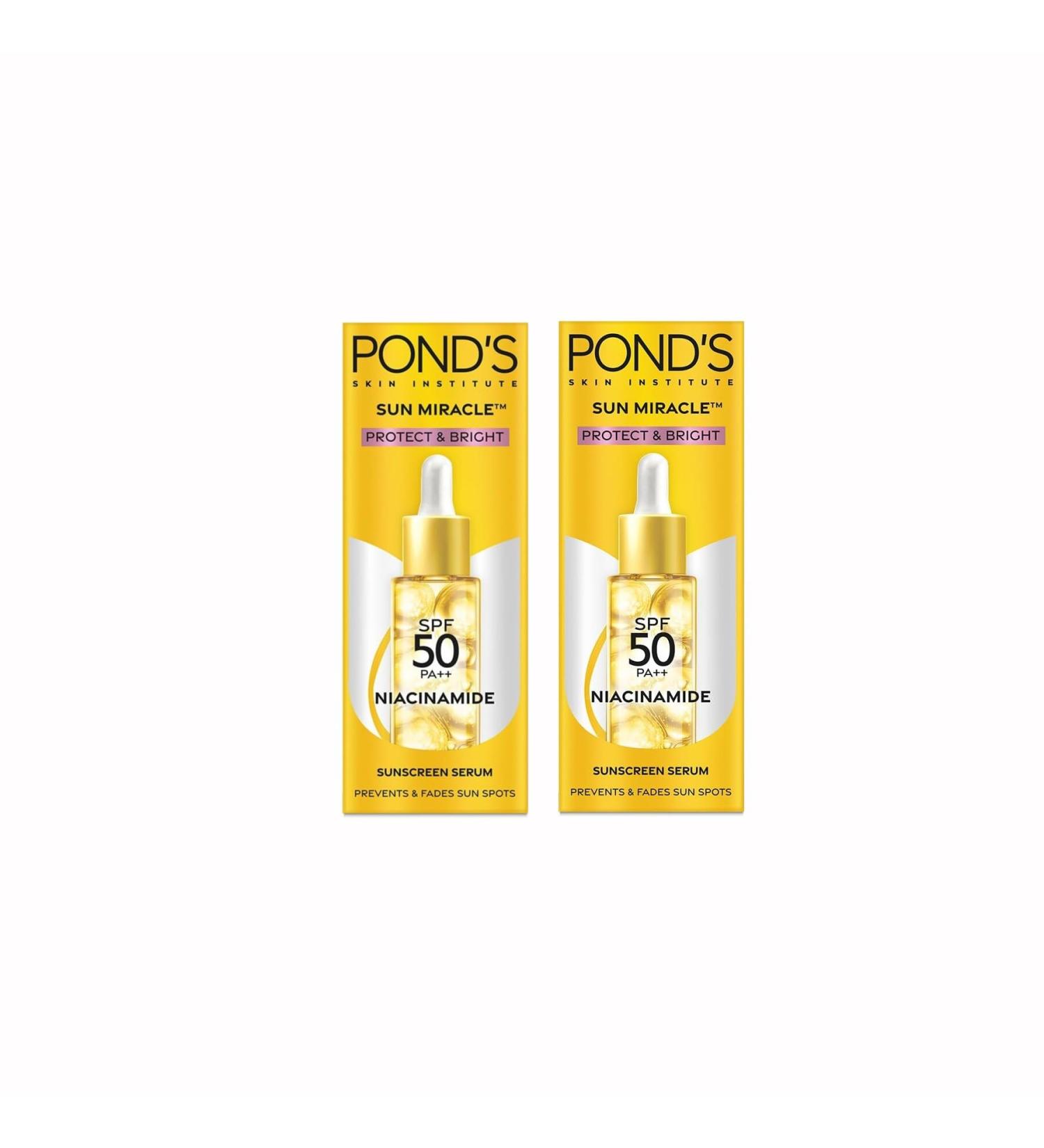 PONDD-S Sun Miracle Sunscreen Serum SPF 50 PA++ 1.25% Niacinamide No White Cast 14ml (Pack of 2) 28 ML Net. - Buy Online on GoSupps.com