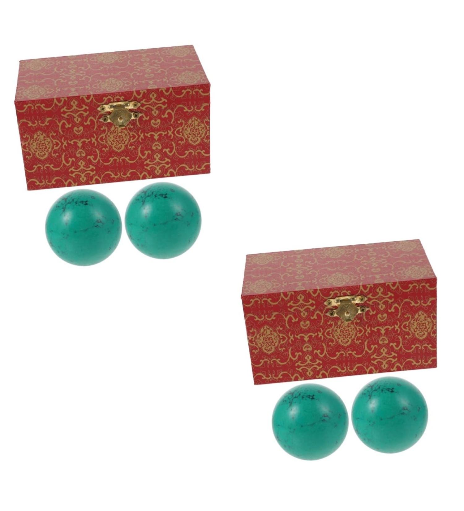 Beavorty 4 Turquoise Handball Gemstones | Chinese Massage Balls for Stress Relief | Creative Spheres Gift for Gym & Relaxation - Buy Online on GoSupps.com