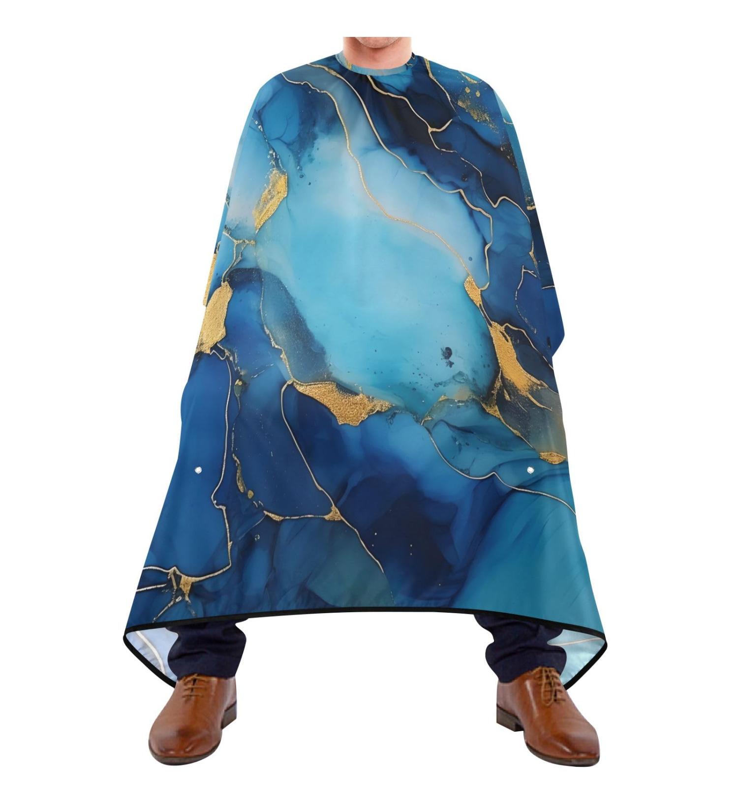 Shop Waterproof Barber Cape - Blue Marble & Cheetah Haircut Bib for Men & Women | Durable Hair Cutting Cape - Buy Online on GoSupps.com