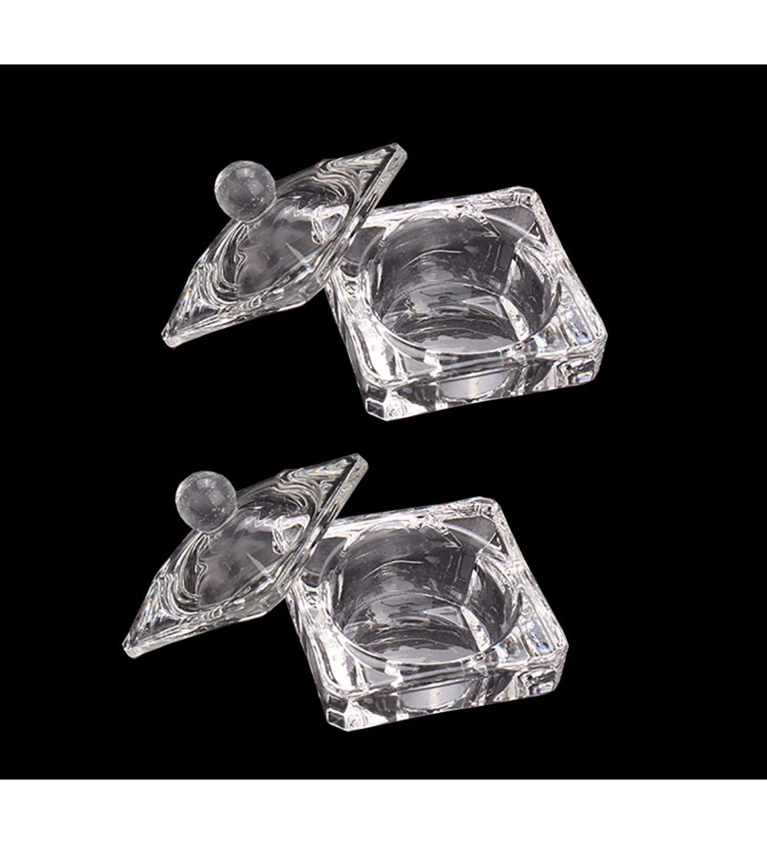 JIHUOO 2 Pieces Clear Dappen Glass Nail Art Cups - Nail Powder & Liquid Dappen Dishes with Lid - Buy Online on GoSupps.com