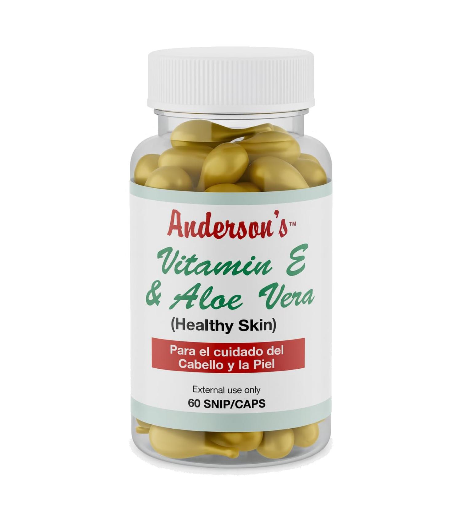 Anderson's Vitamin E & Aloe Vera Moisturizer Capsules Anti-Aging Hydrating Cream for Face Hands & Body Fast-Absorbing Lotion for Dry Skin Fine Lines & Dark Spots 60 Travel-Friendly Capsules - Buy Online on GoSupps.com