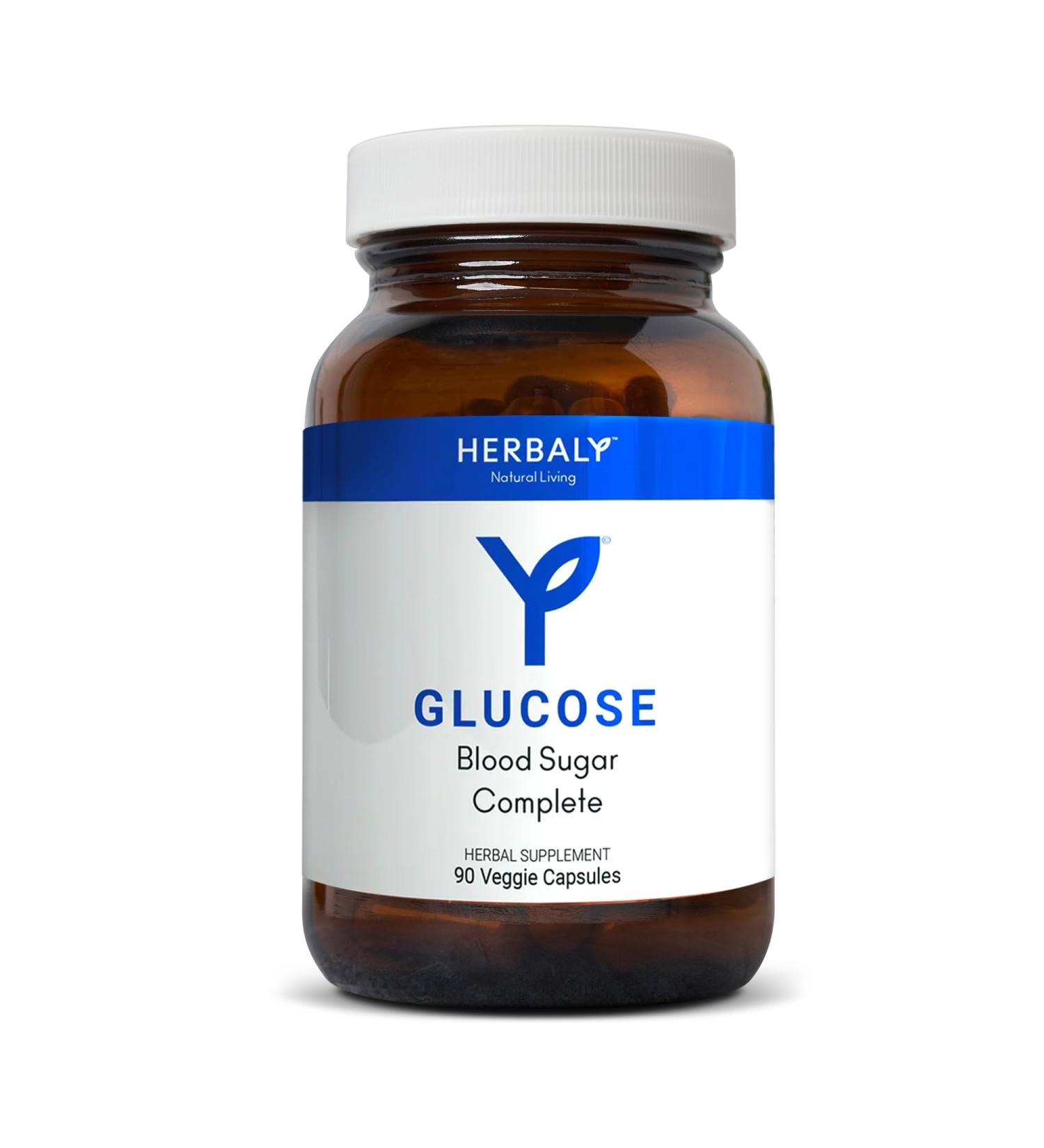 Herbaly Glucose Blood Sugar Complete Capsules - Natural Wellness Blend - Cinnamon Chromium Gymnema Sylvestre Fenugreek - Balance & Energy - 90 Veggie Caps - Buy Online on GoSupps.com