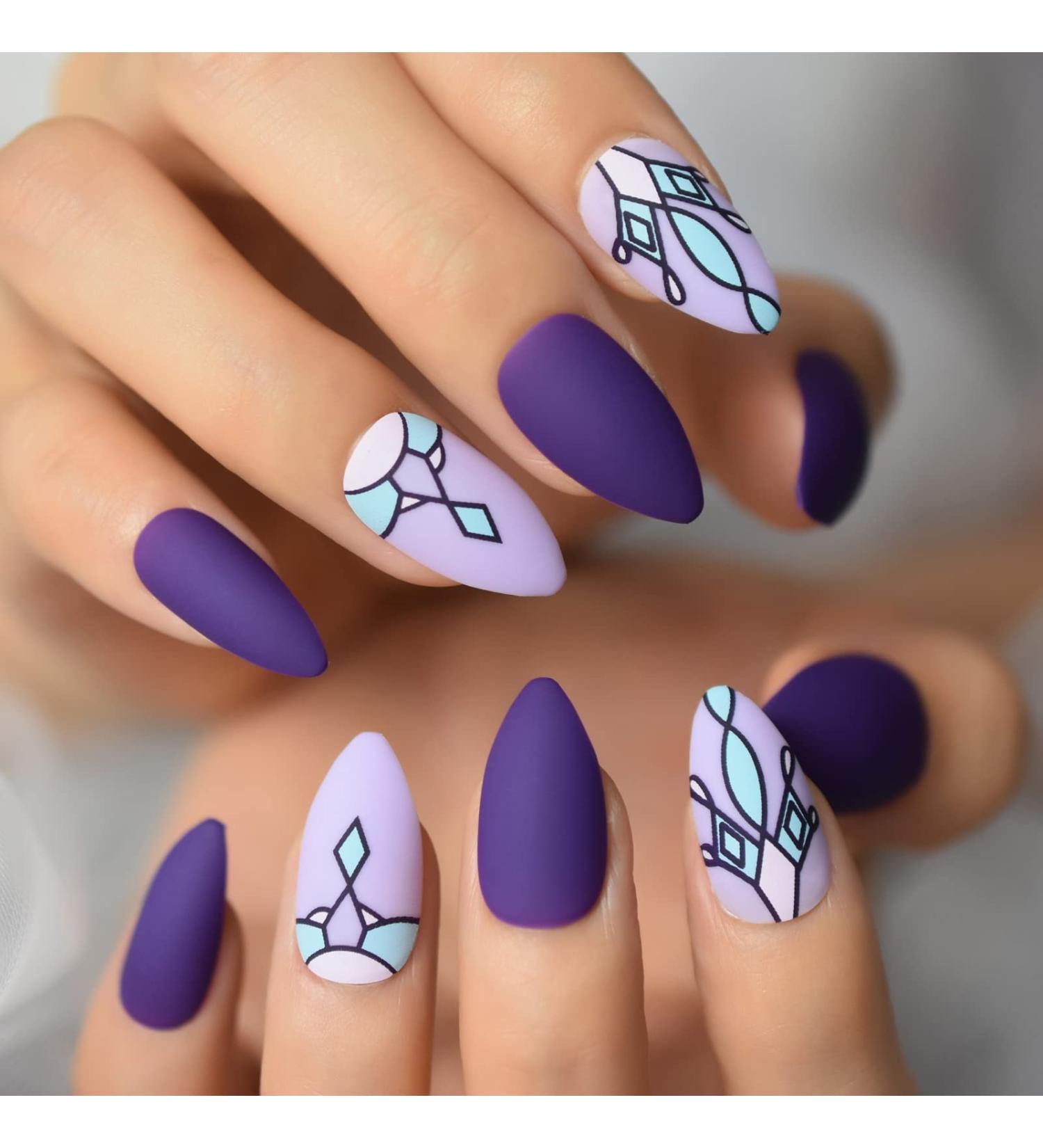 Buy Purple Press on Nails | Violet 24 x 7.5 cm | Fast International Shipping - Buy Online on GoSupps.com