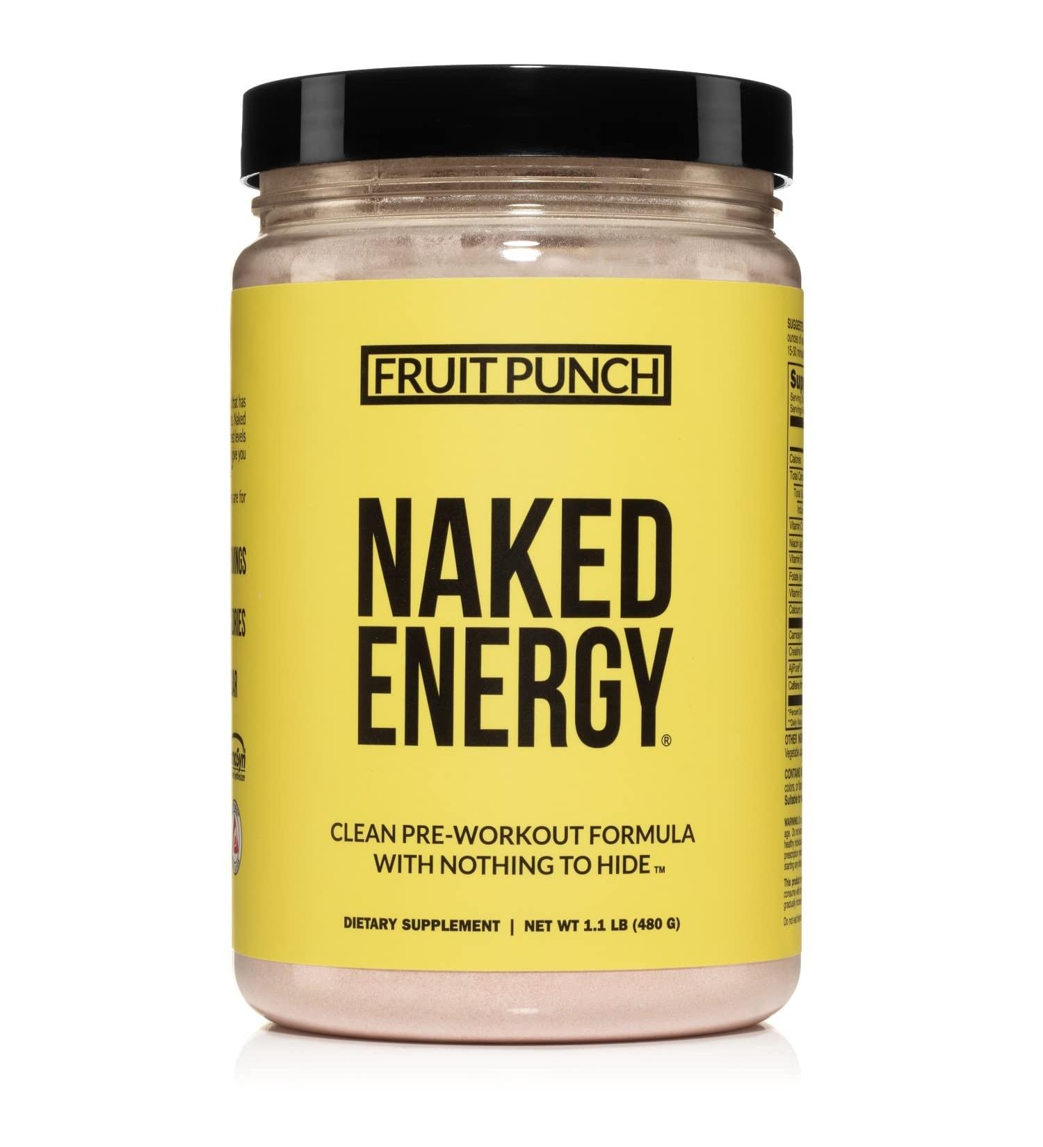 Naked Energy Fruit Punch Pre Workout Supplement - Vegan Friendly, No Added Sweeteners, Colors, or Flavors - 30 Servings - Buy Online on GoSupps.com