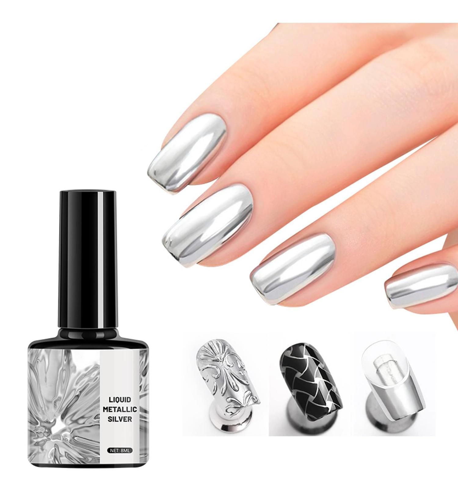 Metal Gel Nail Polish - Mirror Silver Metallic Nail Polish Painting Drawing Gel Polish Nail Art - 3D Metal Painting Nail Gel - Drawing Mirror Nail Gel Polish - Nail Painting Gel DIY Nail Manicure - Buy Online on GoSupps.com
