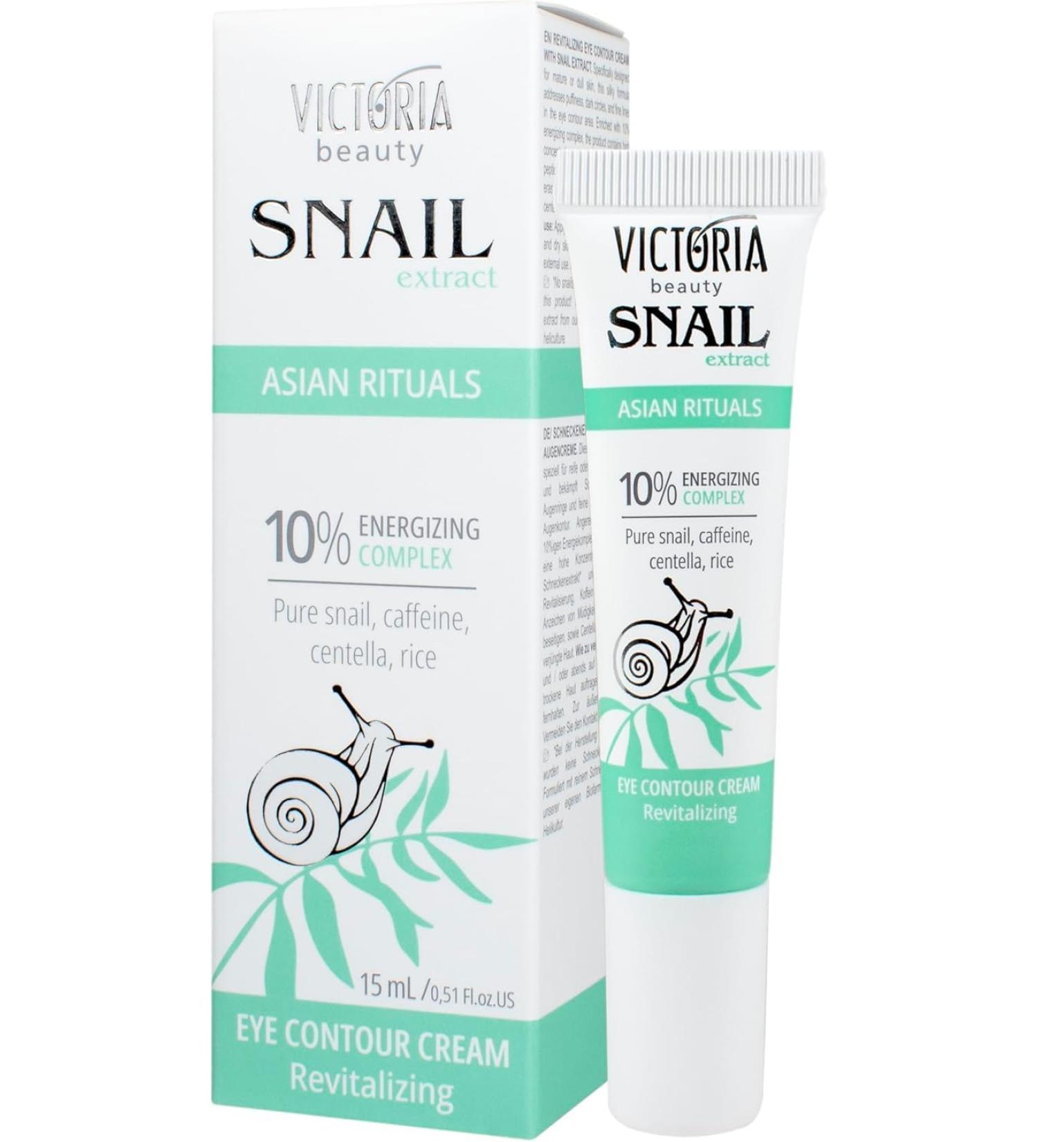 Victoria Beauty Victoria Beauty Snail Slime Eye Contour Cream for Wrinkles and Dark Circles with Caffeine Centella Asiatica and Rice Extract Anti-Aging Cream Snail Eye Contour Cream and