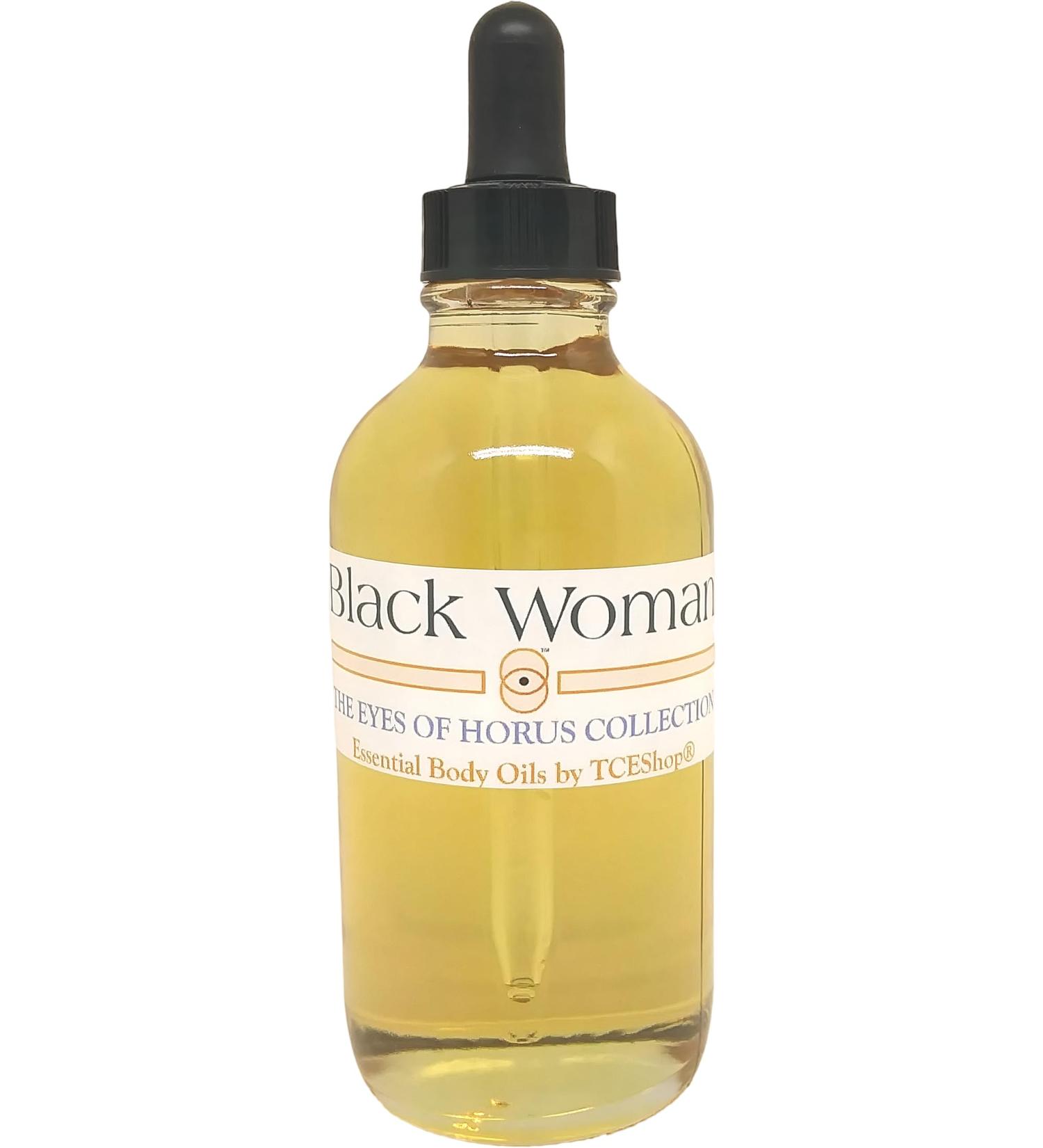 Black Woman For Women Scented Body Oil Fragrance Glass Dropper Top - Gold - 4 oz. - ID#35303 4 Fl Oz (Pack of 1)