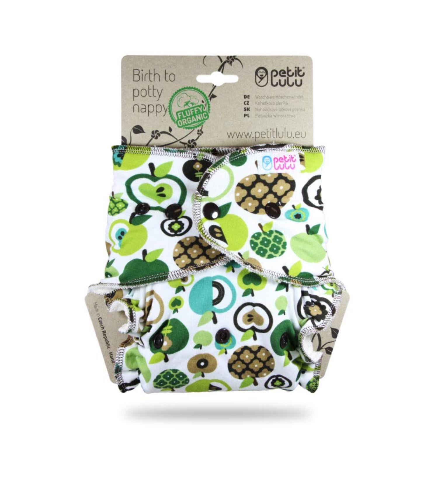 Petit Lulu Bamboo Maxi-Night Diaper - Snaps - Organic & Reusable - Made in Europe (Apples Green) - Buy Online on GoSupps.com