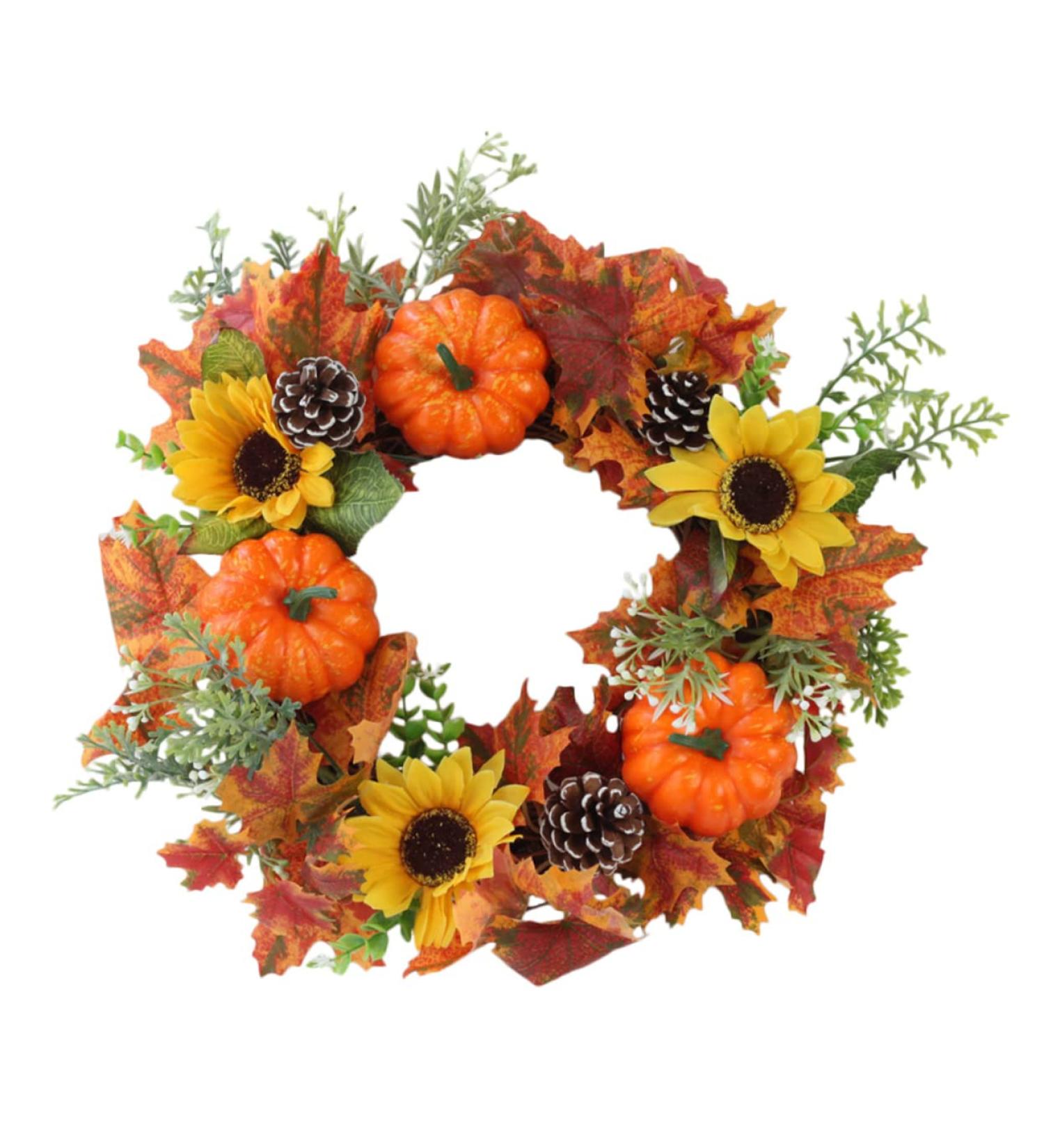 LIFKICH Wreath Garland Artificial Sunflowers House Thanksgiving Decoration Halloween for Decor Home Decoration Holiday Decoration Halloween Prop Party Decor Silk Flower Rattan Pumpkin - Buy Online on GoSupps.com