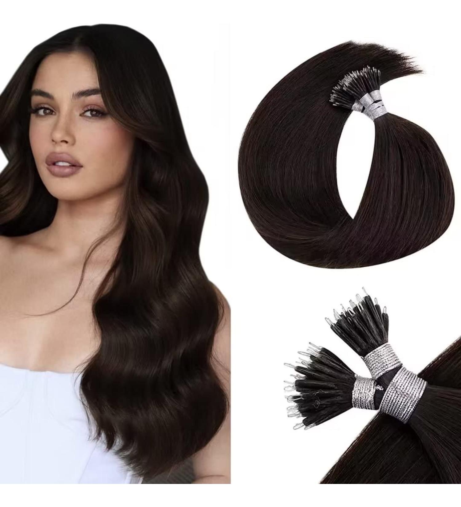 LaaVoo Nano Ring Hair Extensions 18 Inch 50s 50g Darkest Brown Nano Beads Hair Extensions Remy Straight Nano Tip Hair Extensions Real Human Hair #2 18 Inch 1.22Nano#2 - Buy Online on GoSupps.com
