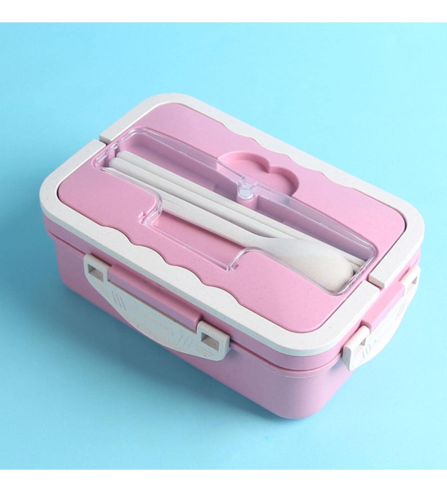 Lunch Box Portable Microwave Oven Heating Heat Preservation Lunch Box Portable Sealed Student Fast Food Box with Cover Pink Beige blue green pink