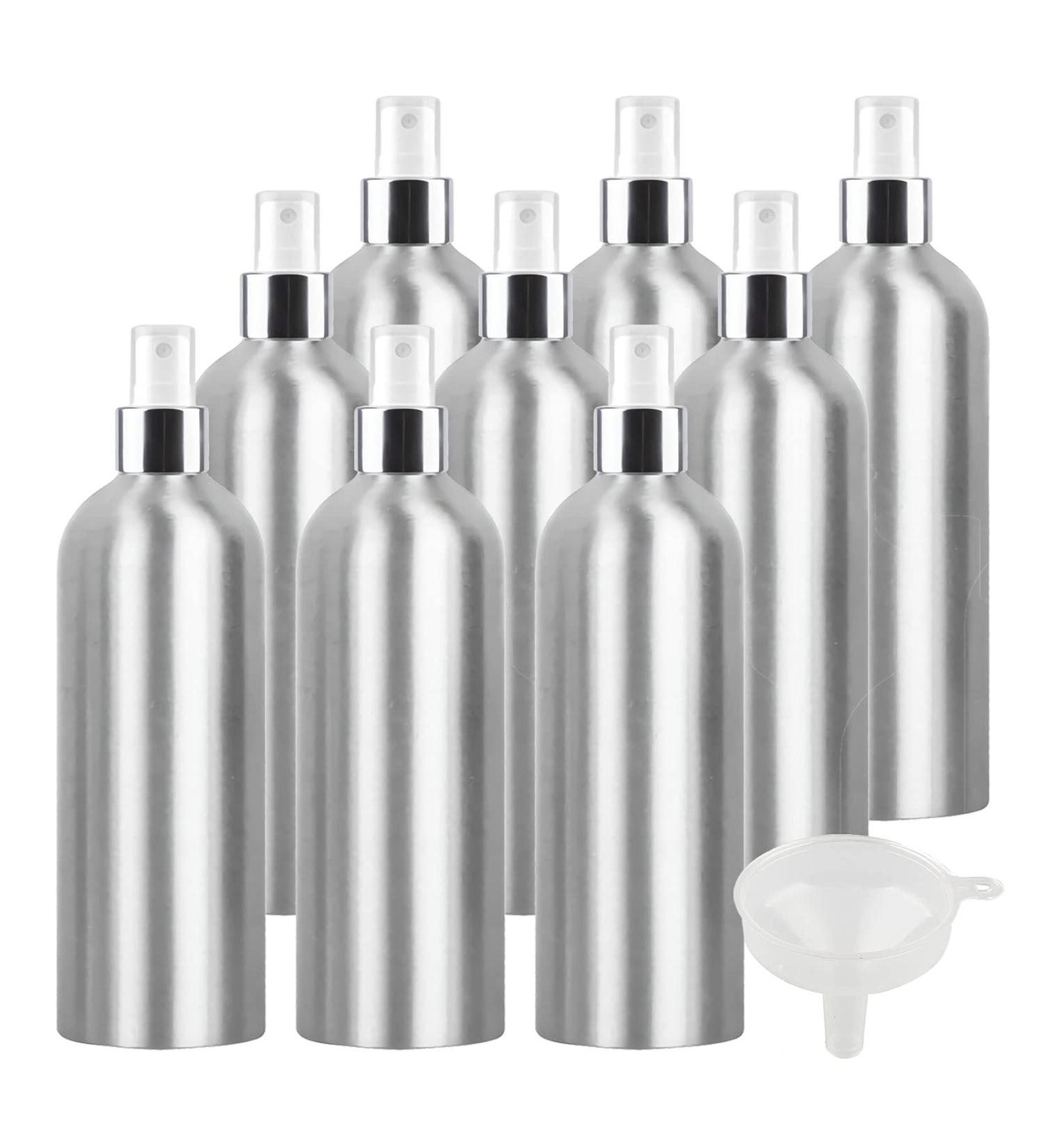 TIANZD 12 Pcs 500ml Empty Silver Aluminium Fine Mist Spray Bottle with White/Silver Metal Spray Head Refillable Travel Alu Bottles for Body Sprays Room Fragrances Perfumes Hair Garden Funnel Silver 500ml - Buy Online on GoSupps.com