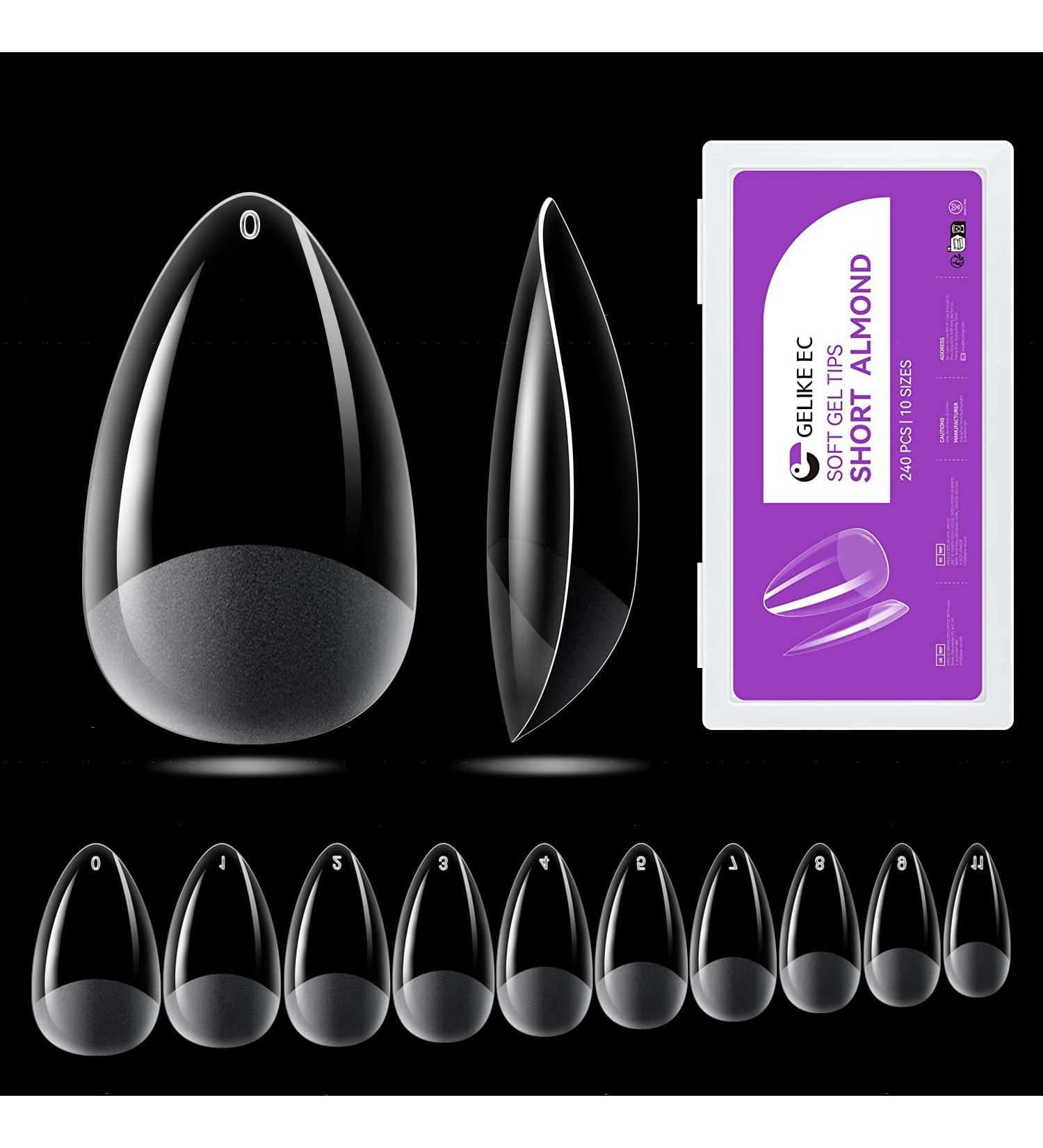 240PCS Gelike Short Almond Nail Tips - Full Cover Gel X Pre-Etched False Nails for Extensions - Buy Online on GoSupps.com