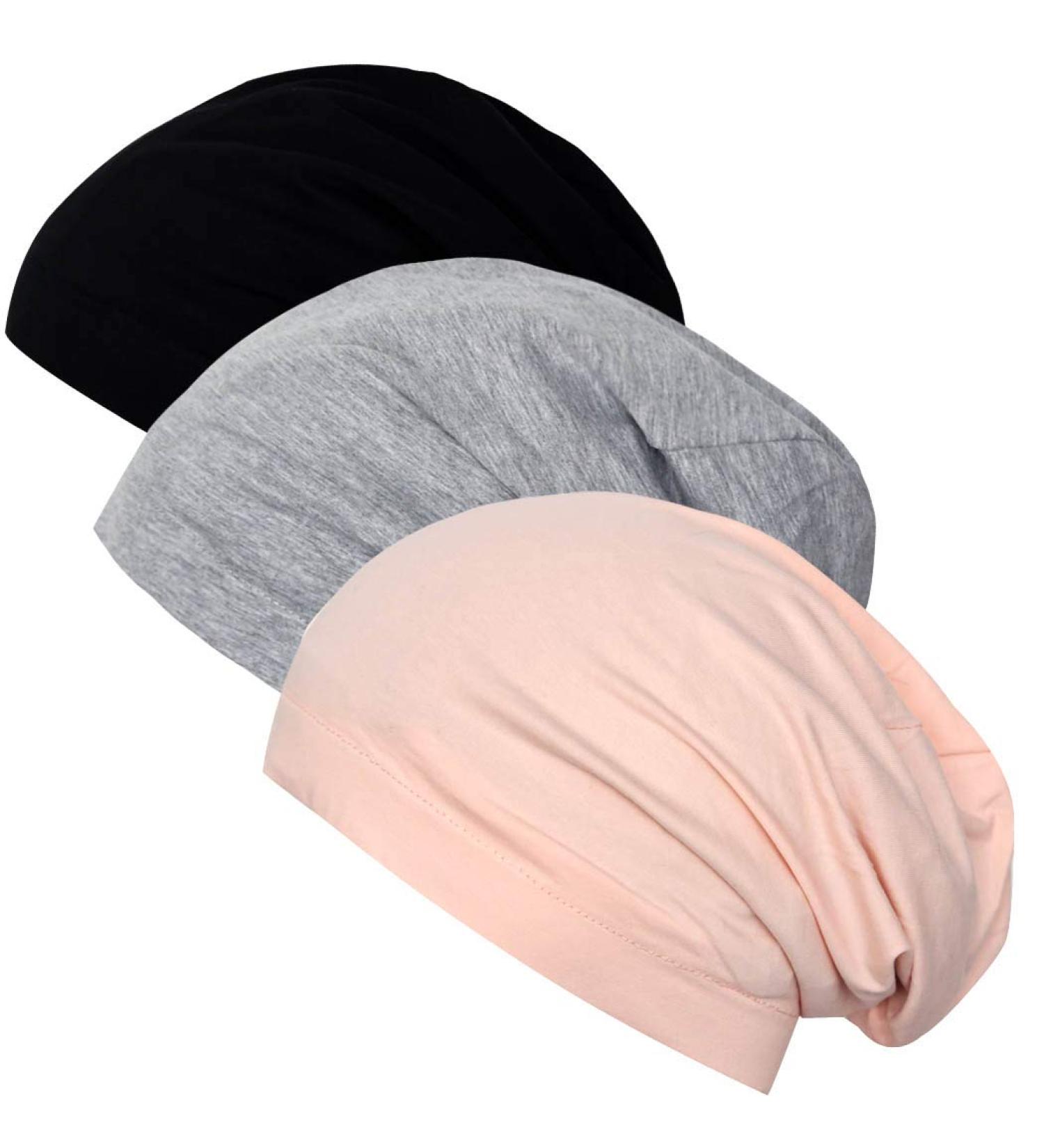 Satin Lined Sleep Cap for Women - Black Pink Grey | Cotton Hair Sleeping Hat - Buy Online on GoSupps.com