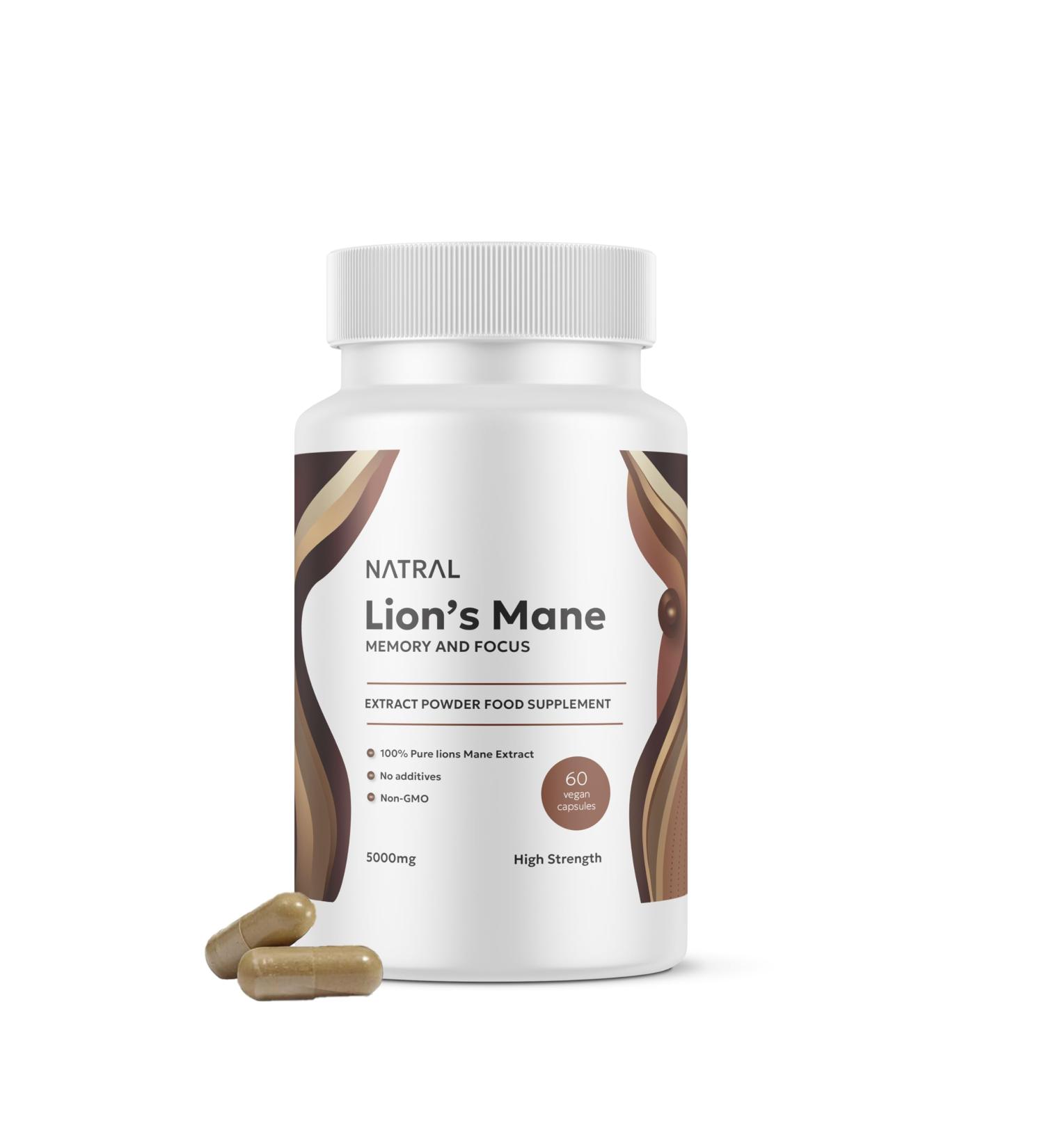 Premium 5000mg Lion's Mane Mushroom Capsules - 60 Vegan Capsules with 30% Polysaccharides for Mental Clarity and Focus - Buy Online on GoSupps.com
