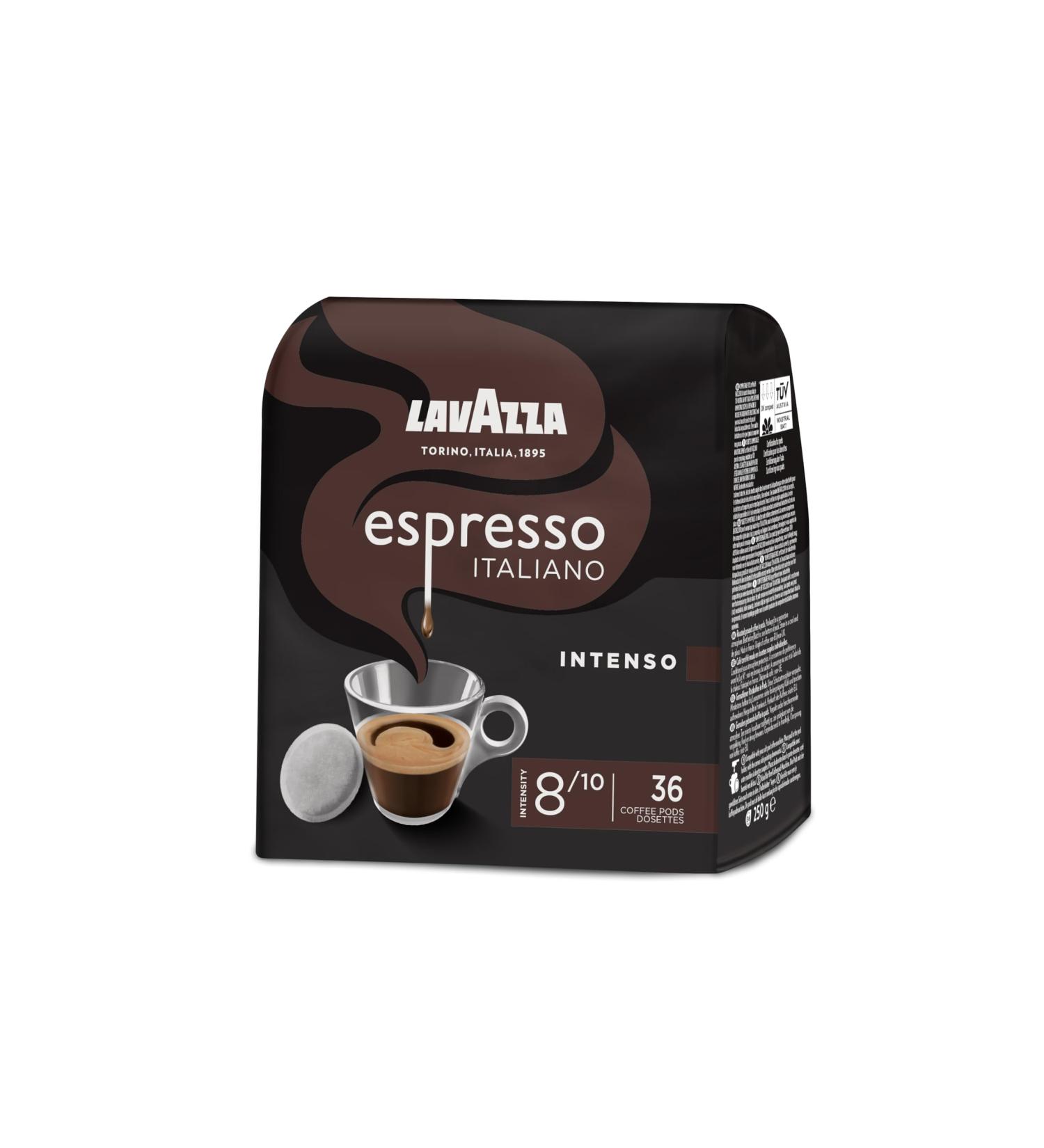 LAVAZZA - Cafe Espresso Intenso - Coffee Pods - Arabica and Robusta - Strong Powerful and Intense Coffee - Pack of 10 x 36 Soft Pods - Buy Online on GoSupps.com