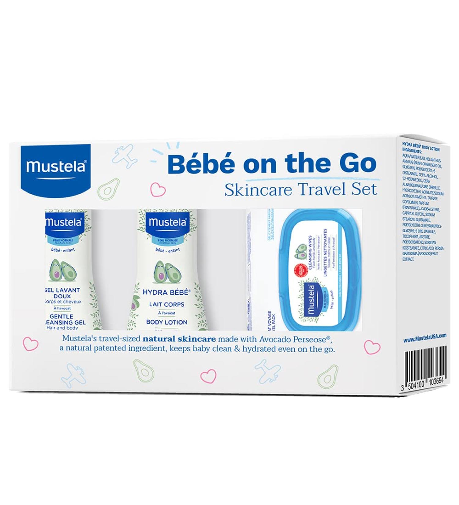Mustela Bebe On-the-Go Travel Set - 3 Essential Baby Care Products - Buy Online on GoSupps.com