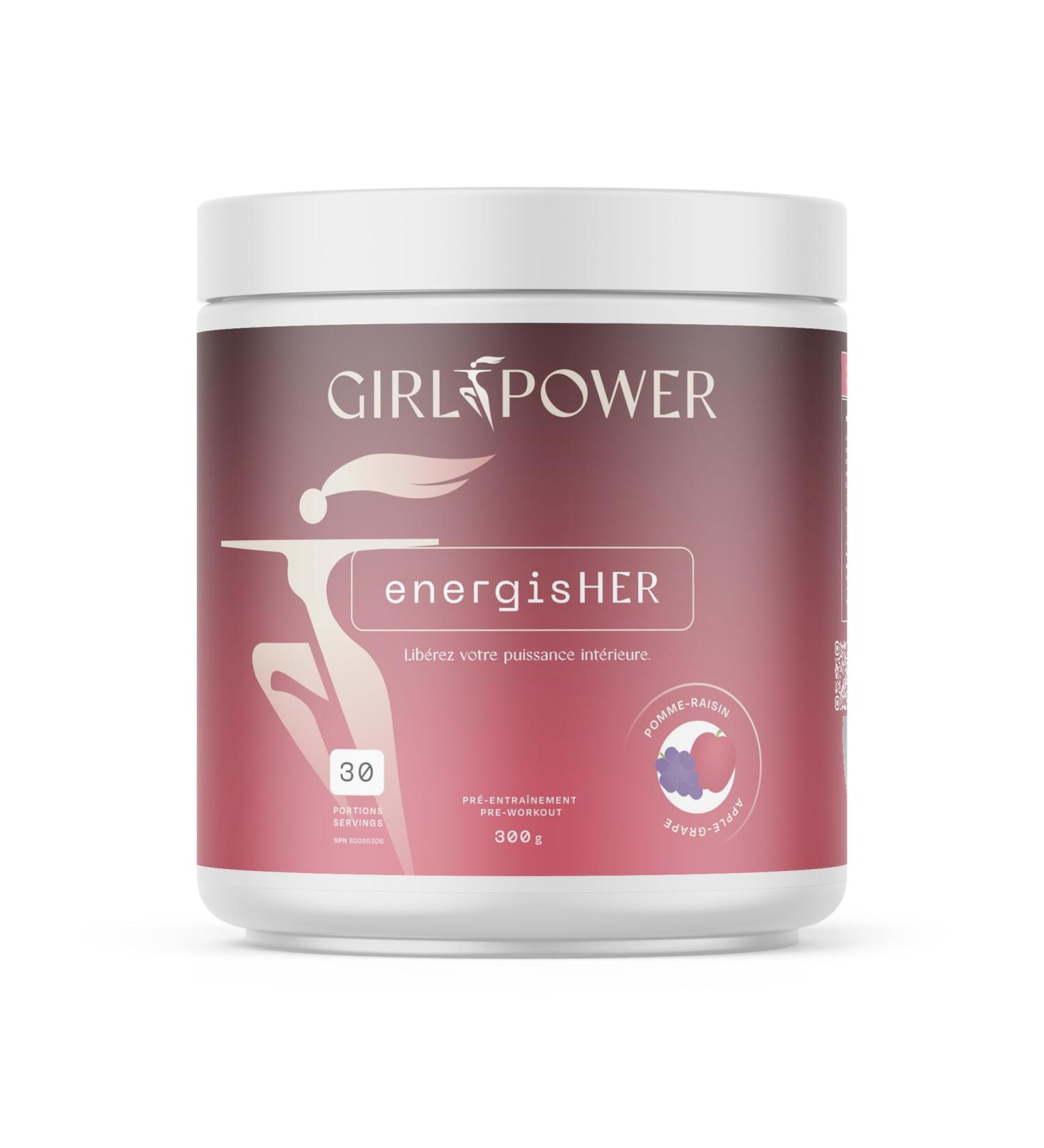 Girl Power Supplements EnergisHER Apple & Grape (30 Servings) - Pre Workout Powder Natural Health Product for Women's Performance Boost Energy & Fat Metabolism 120mg Caffeine L-Carnitine Green Coffee Extract Apple & Grape 30 Servings (Pack of 1) - Buy Online on GoSupps.com