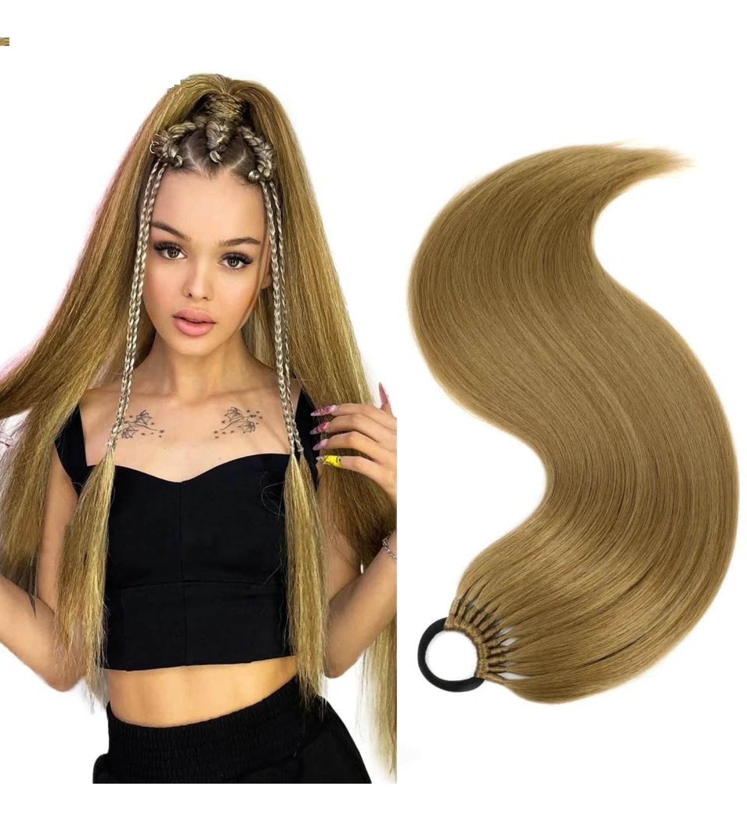 60 cm Long Straight Ponytail Hairpiece - Synthetic Hair Extension for Women & Girls (Light Brown) - Buy Online on GoSupps.com